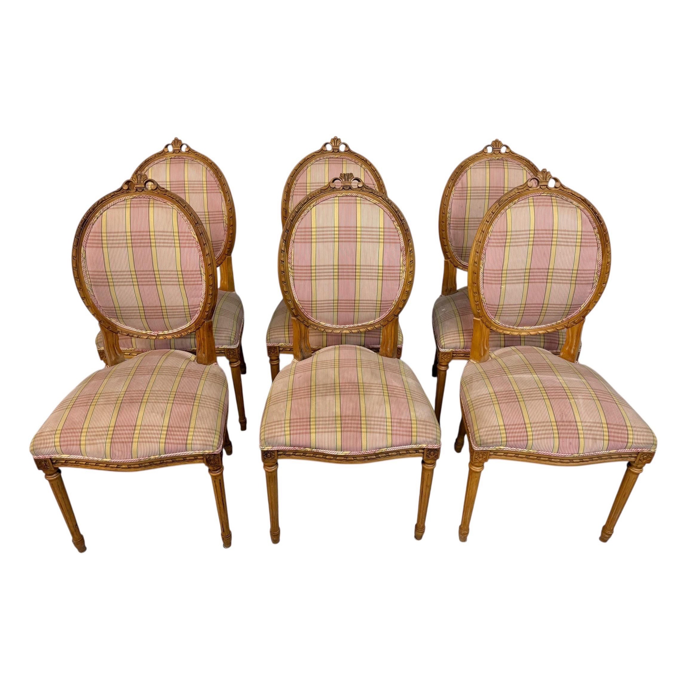 Vintage French Louie XVI Style Dining Chairs - Set of 6