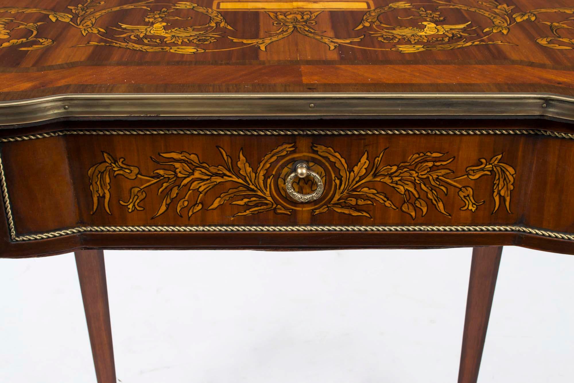 Ormolu Vintage French Louis Revival Marquetry Kidney Writing Side Table 20th C