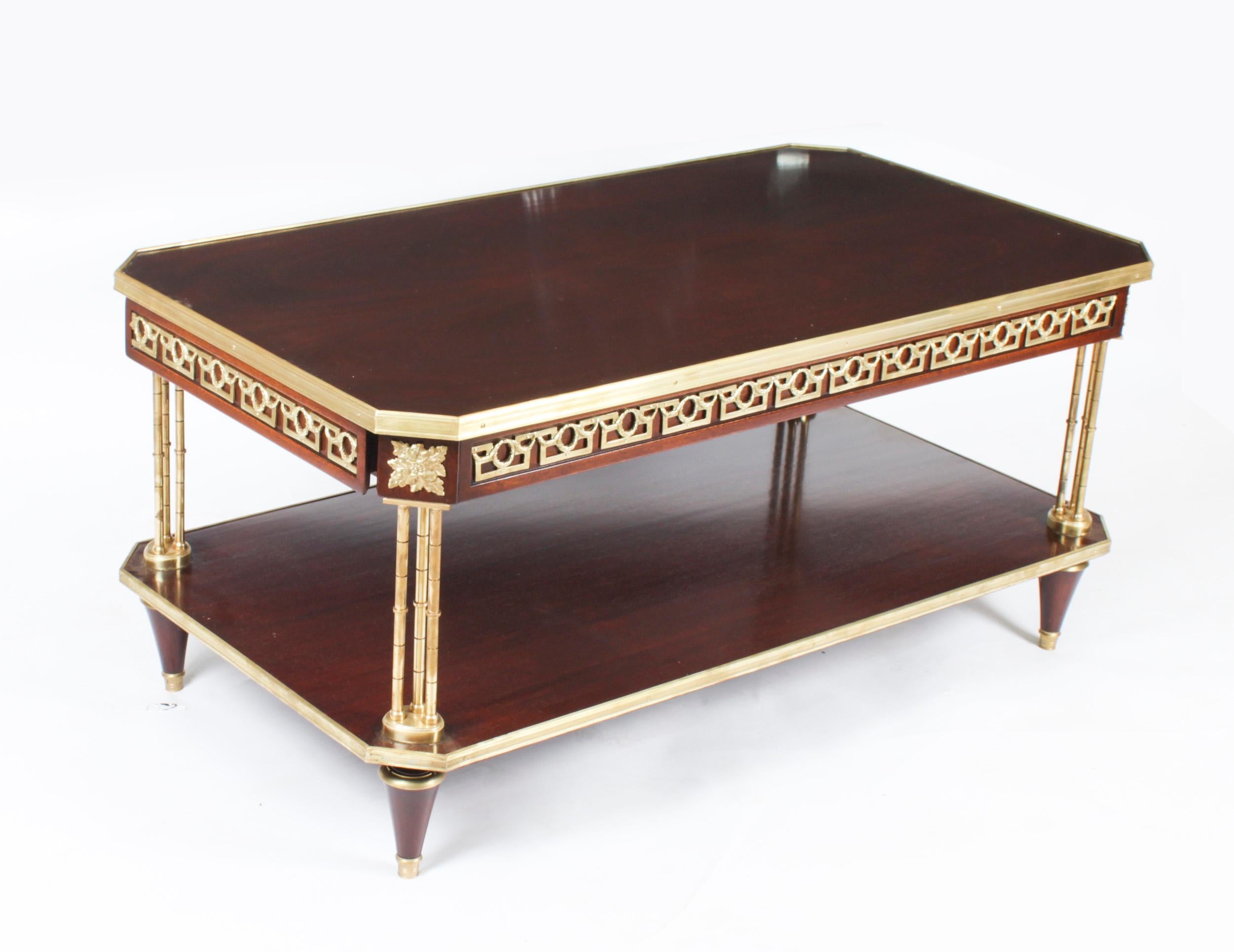 Vintage French Louis Revival Ormolu Mounted Coffee Table 20th C 11