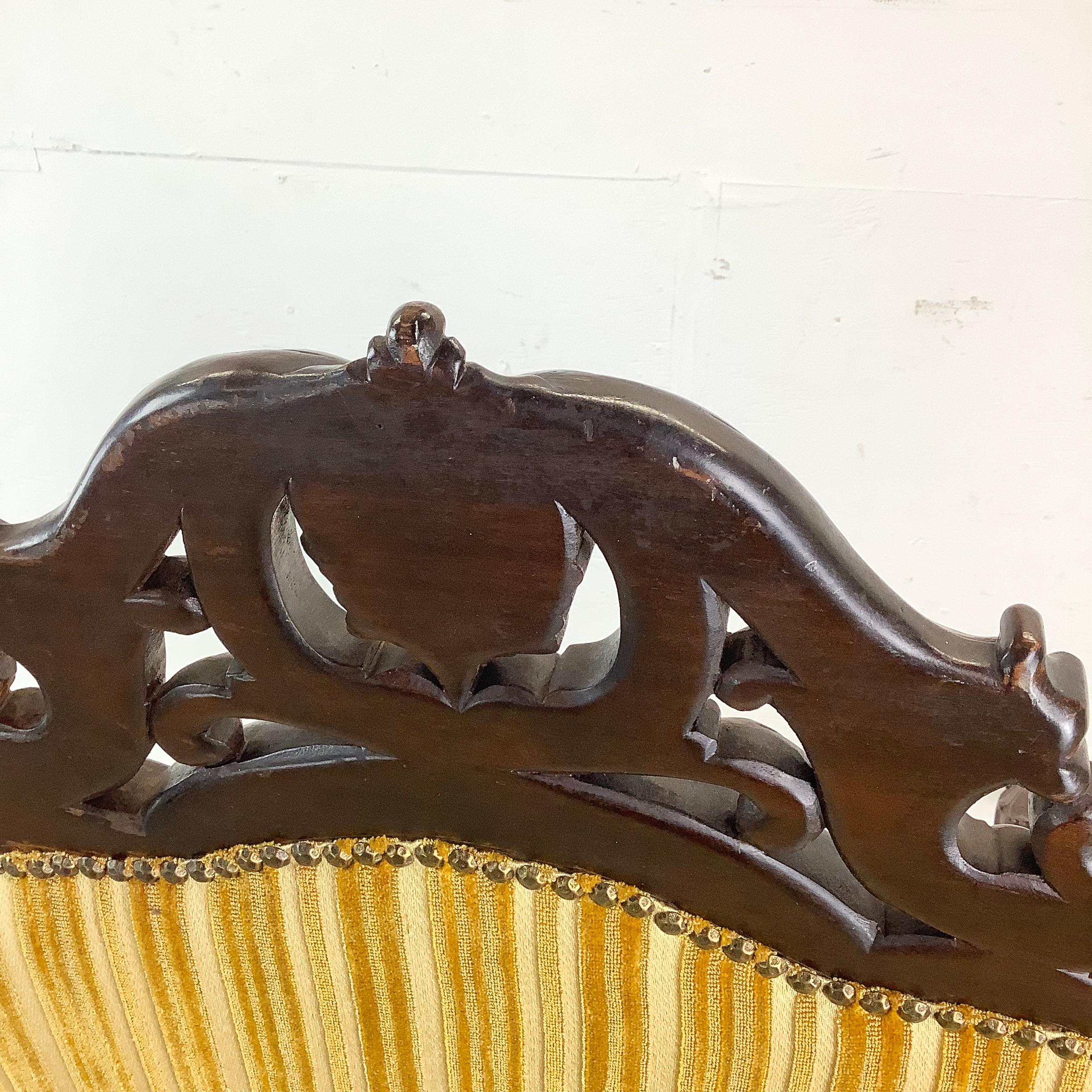 Vintage French Louis XIV Armchair – Ornate Carvings & Turned Leg Stretchers 5