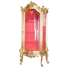 Vintage French Louis XIV Giltwood and Gilt Decorated Display Vitrine, circa 1960