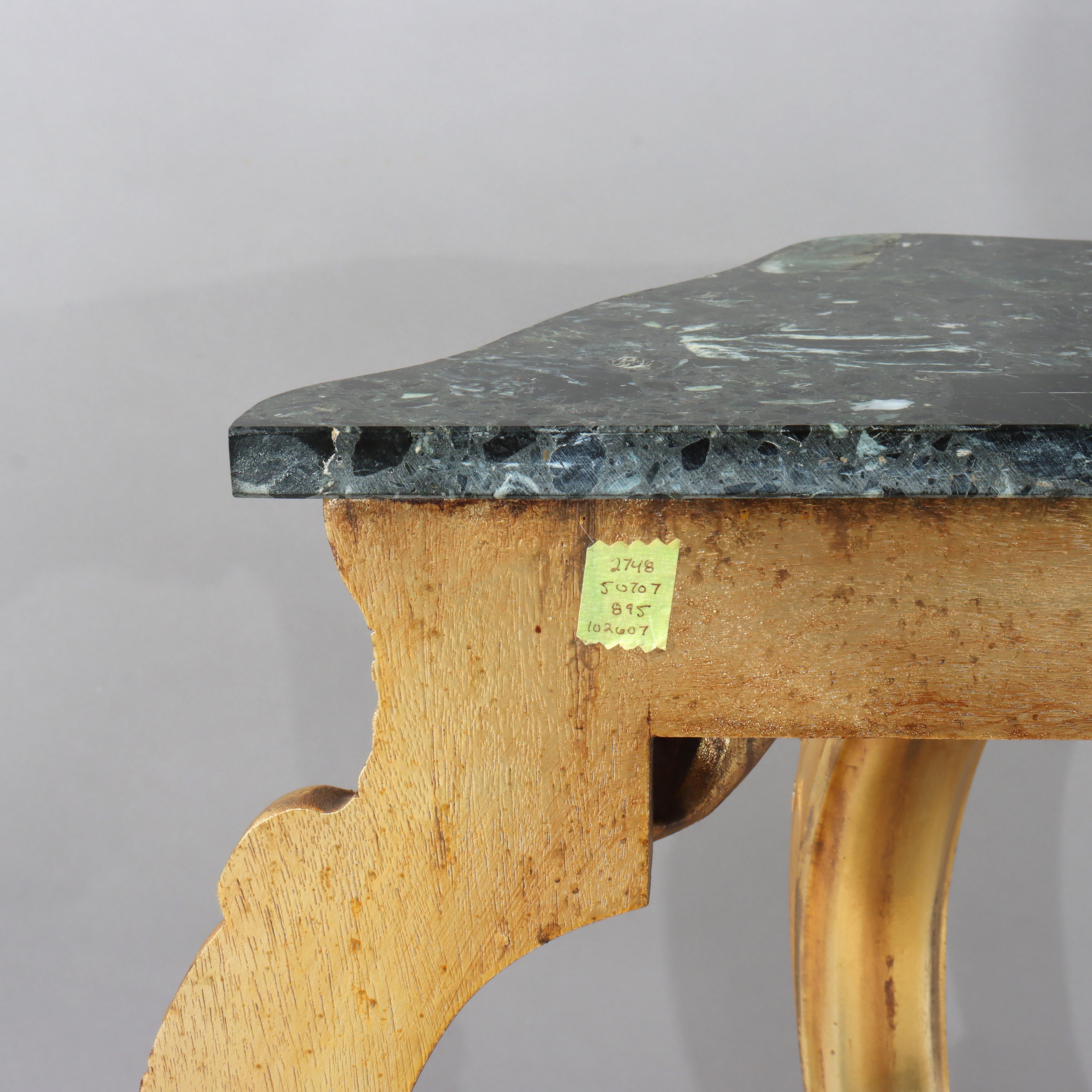 Vintage French Louis XIV Style Carved Gilt Wood Marble Top Console Table 20thC For Sale 5