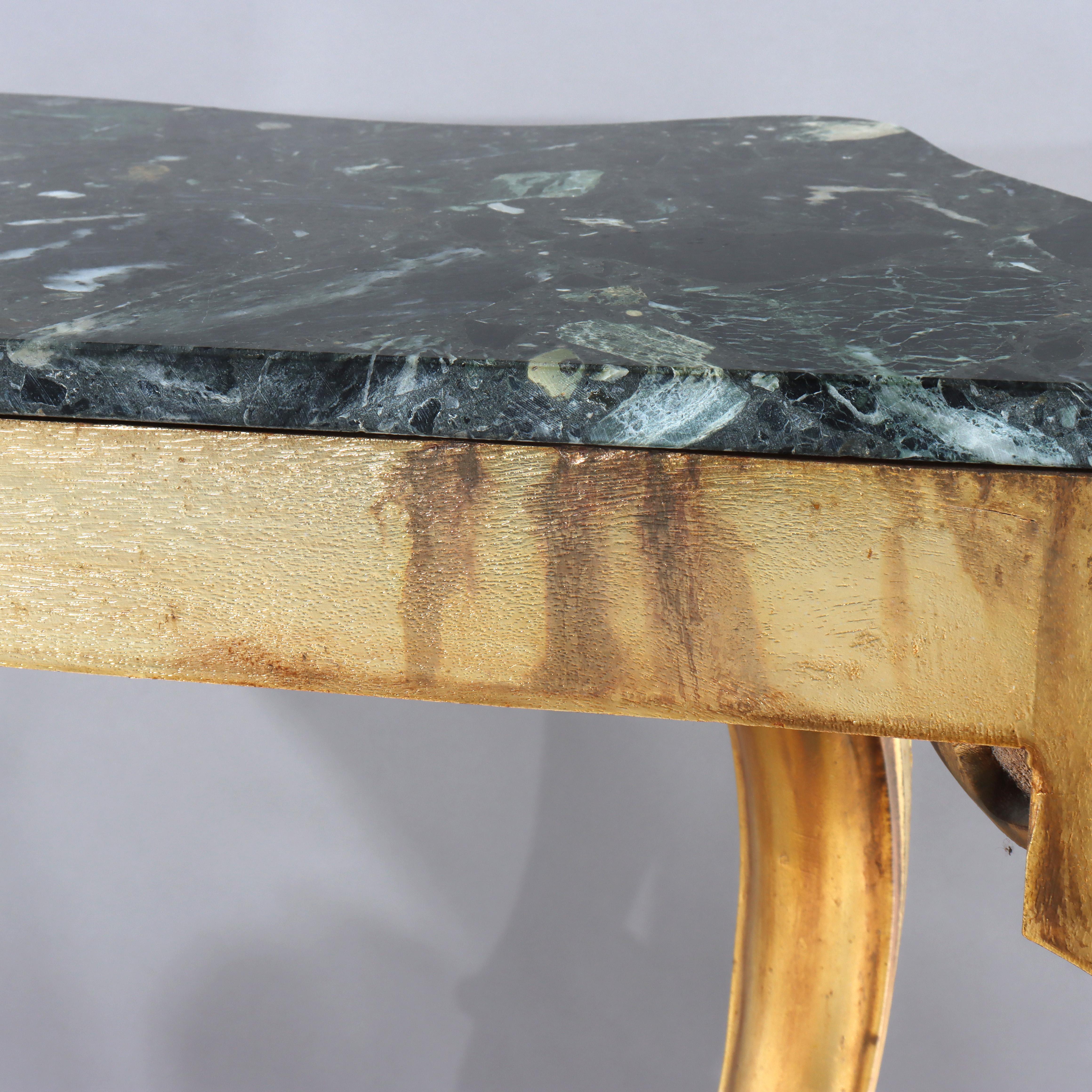 Vintage French Louis XIV Style Carved Gilt Wood Marble Top Console Table 20thC For Sale 6