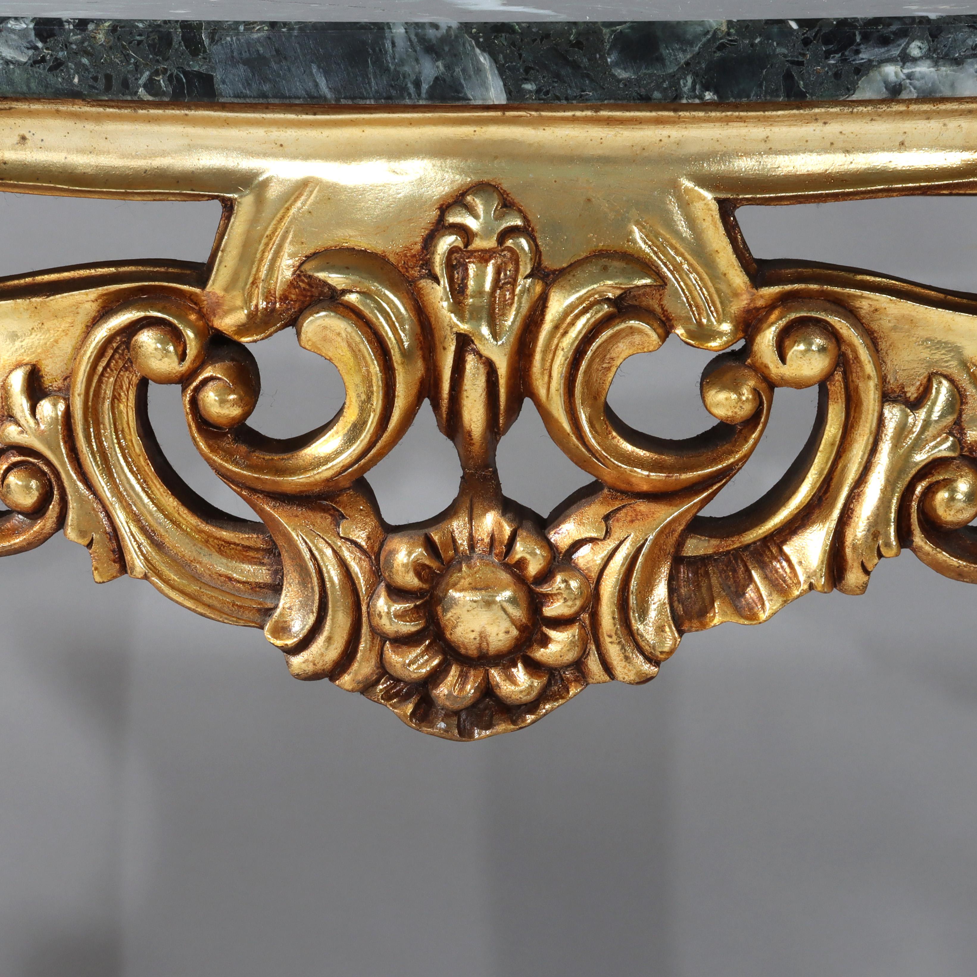 ***Reduced In-House Delivery Rates - Click on “Ask Seller” to Request a Quote***
Vintage French Louis XIV Style Carved Gilt Wood Marble Top Console Table 20thC

Measures - 34 5/8