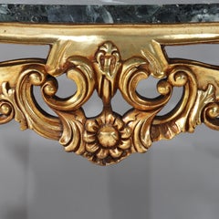 Vintage French Louis XIV Style Carved Gilt Wood Marble Top Console Table 20thC