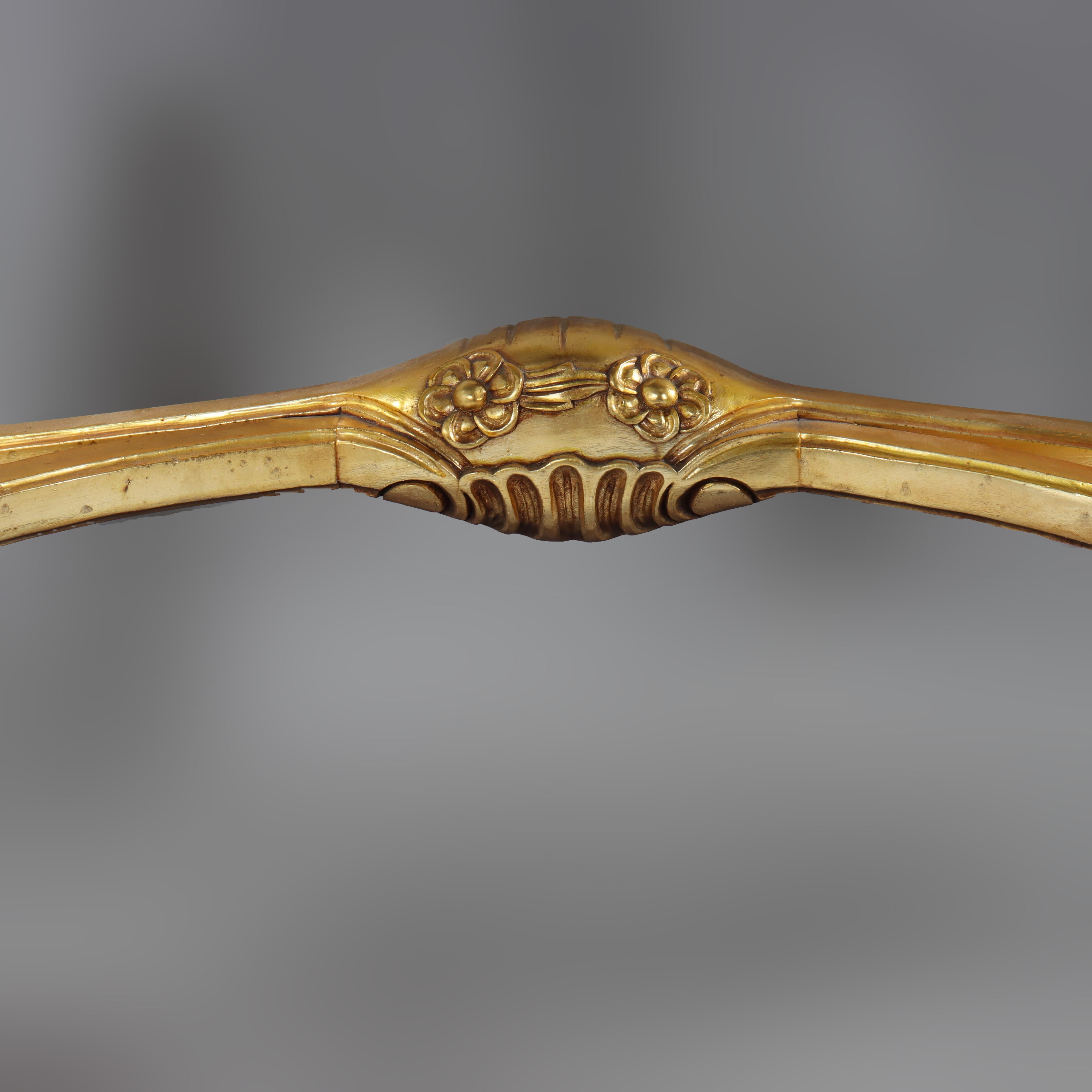 Vintage French Louis XIV Style Carved Gilt Wood Marble Top Console Table 20thC For Sale 1