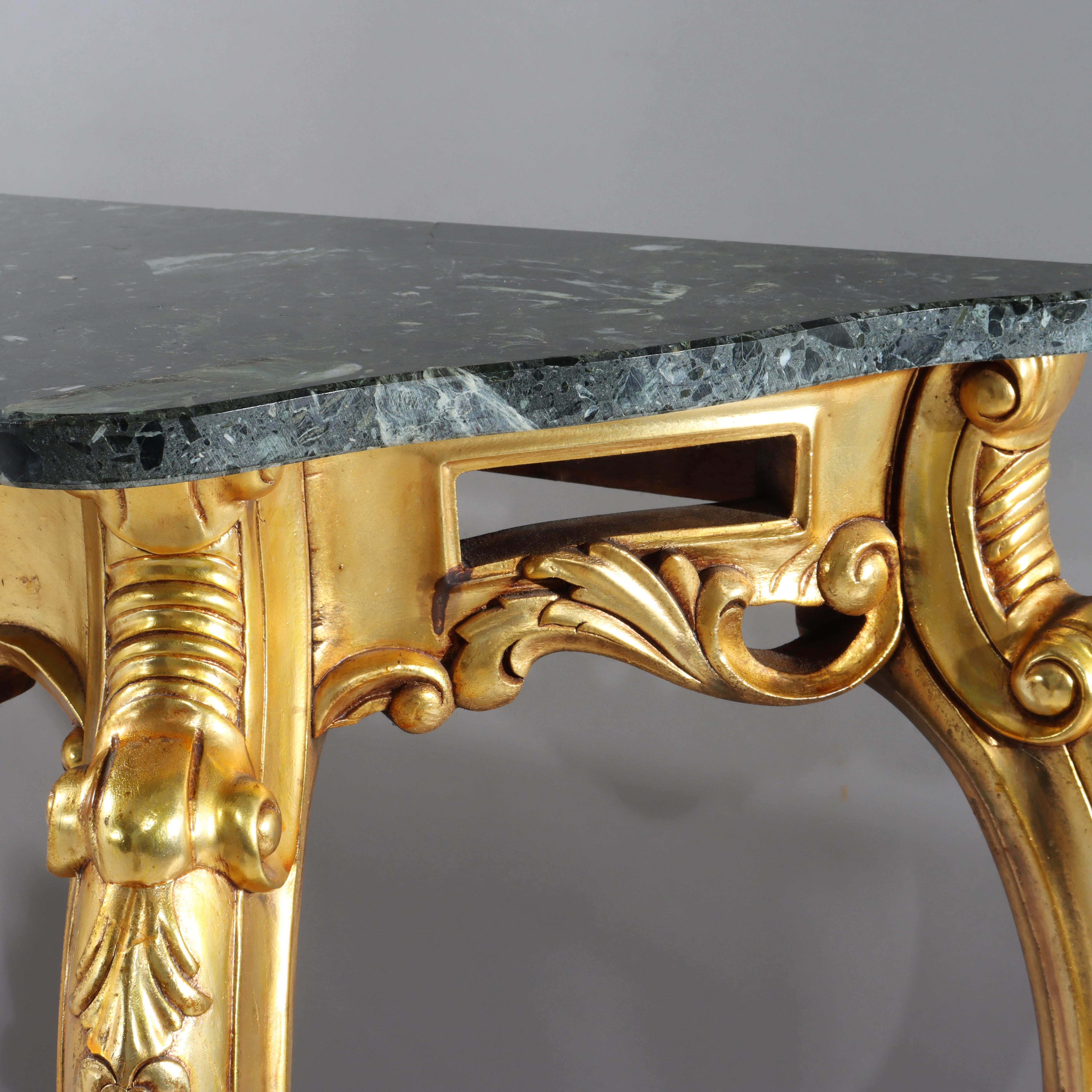 Vintage French Louis XIV Style Carved Gilt Wood Marble Top Console Table 20thC For Sale 2