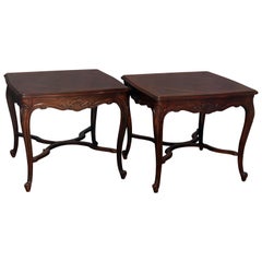 Vintage French Louis XIV Style Drexel Heritage Inlaid Mahogany Side Tables