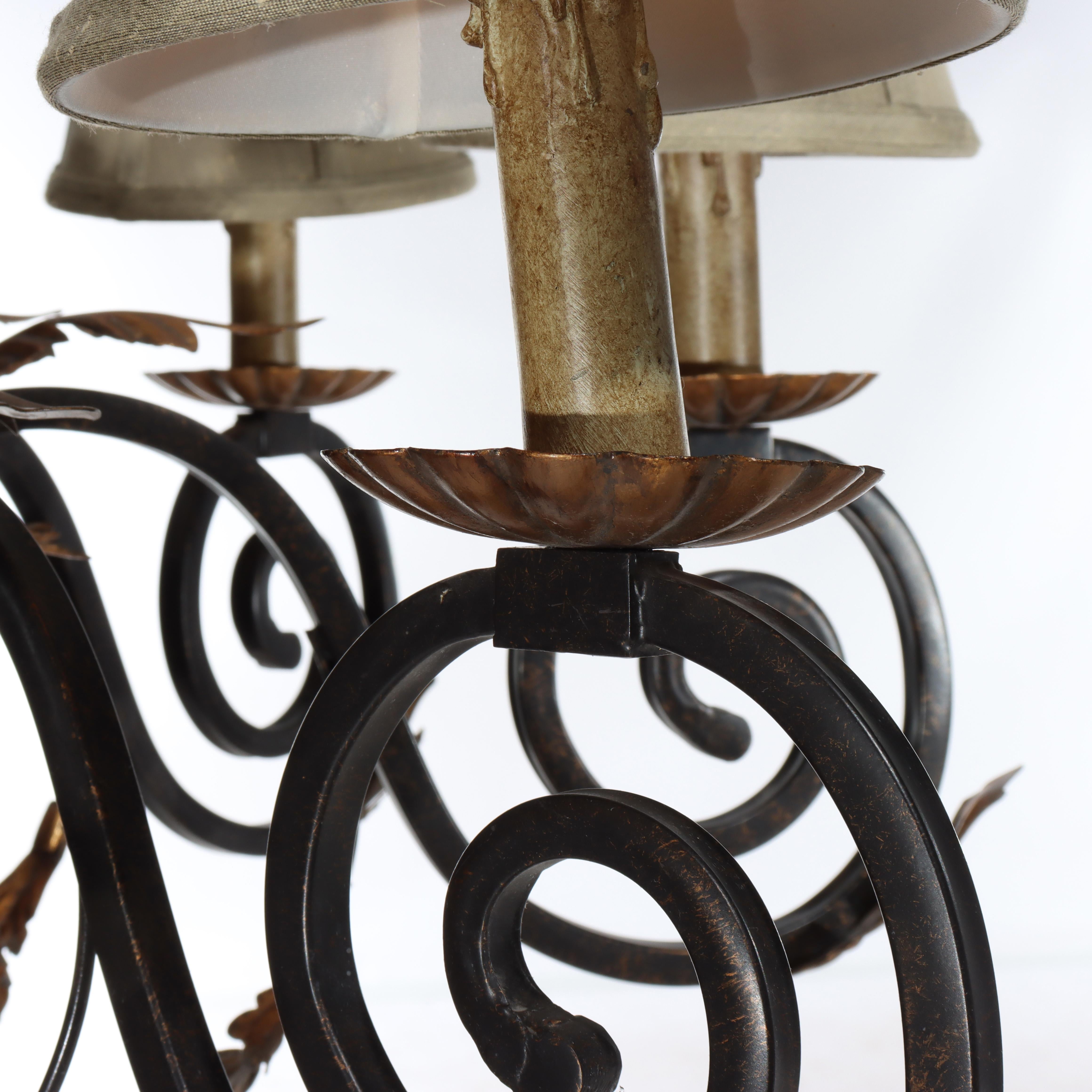 Vintage Französisch Louis XIV Stil Figural Cherub vergoldet & Ebonized Kronleuchter c1940 (20. Jahrhundert) im Angebot