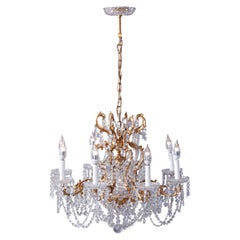 Vintage French Louis XIV Style Gilt Bronze 
Crystal 8 Light Chandelier 20th C