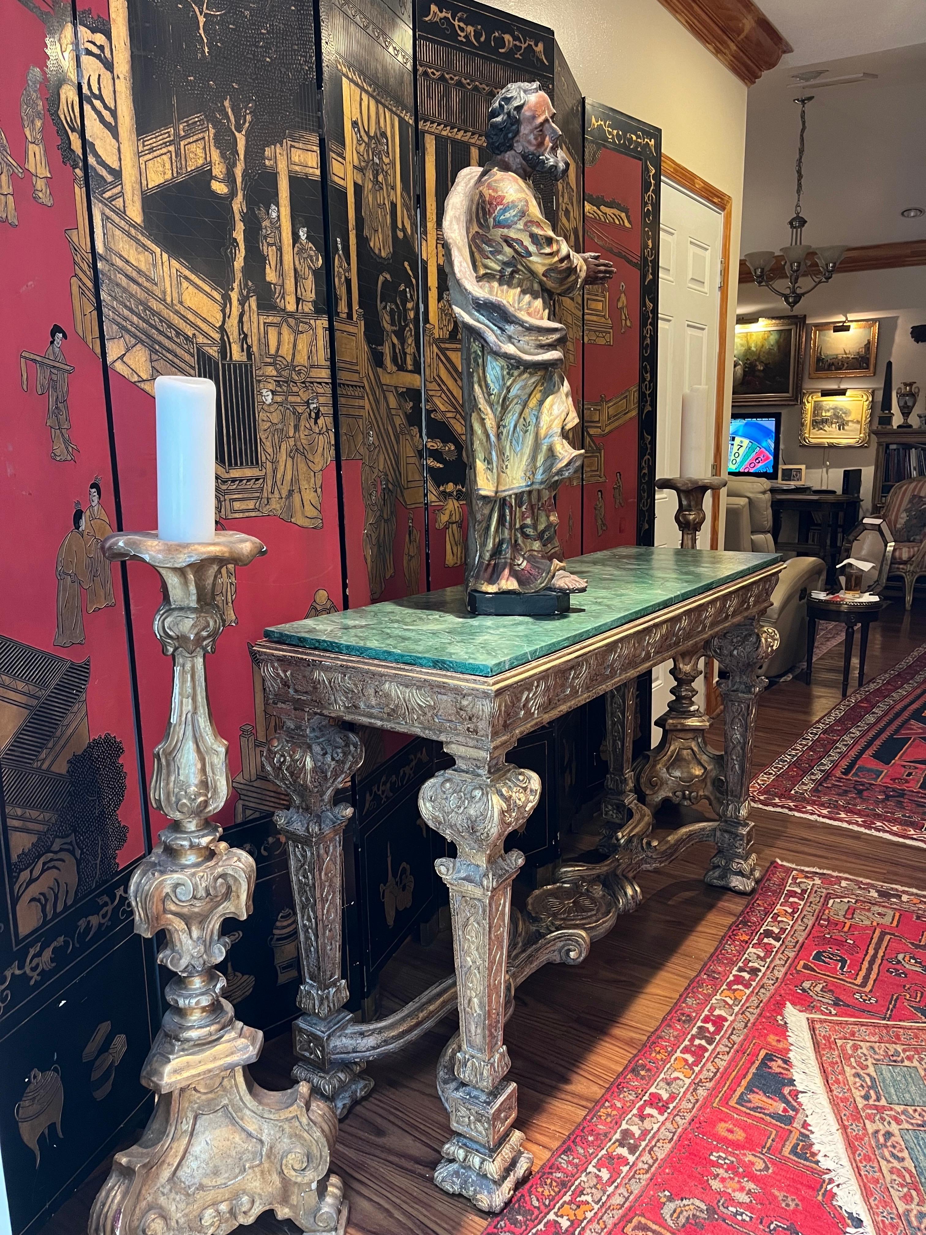 Console francese d'epoca in stile Luigi XIV in legno dorato. in vendita 6
