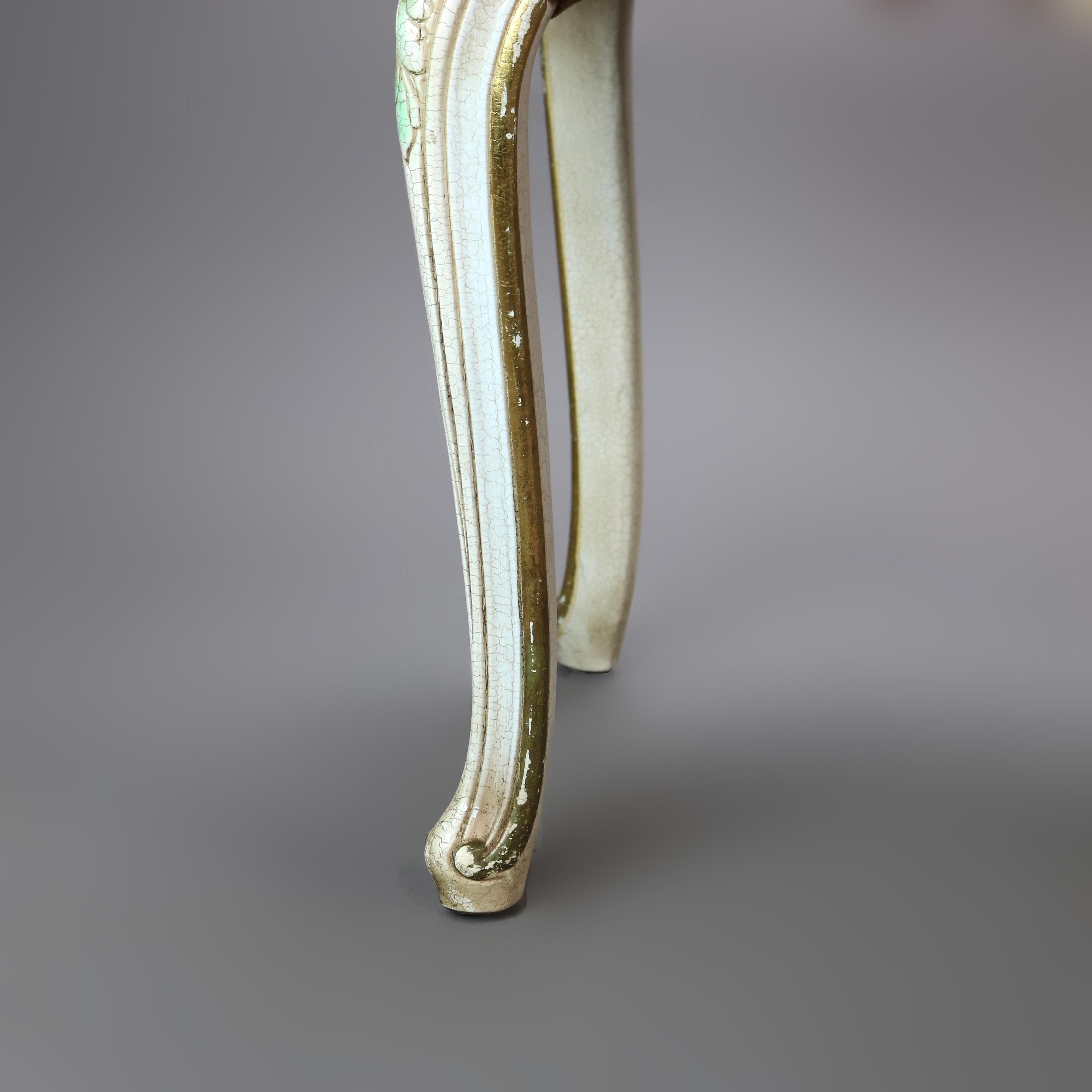 Tappezzeria Panchina francese d'epoca in stile Luigi XIV, policromata e imbottita, C1940 in vendita