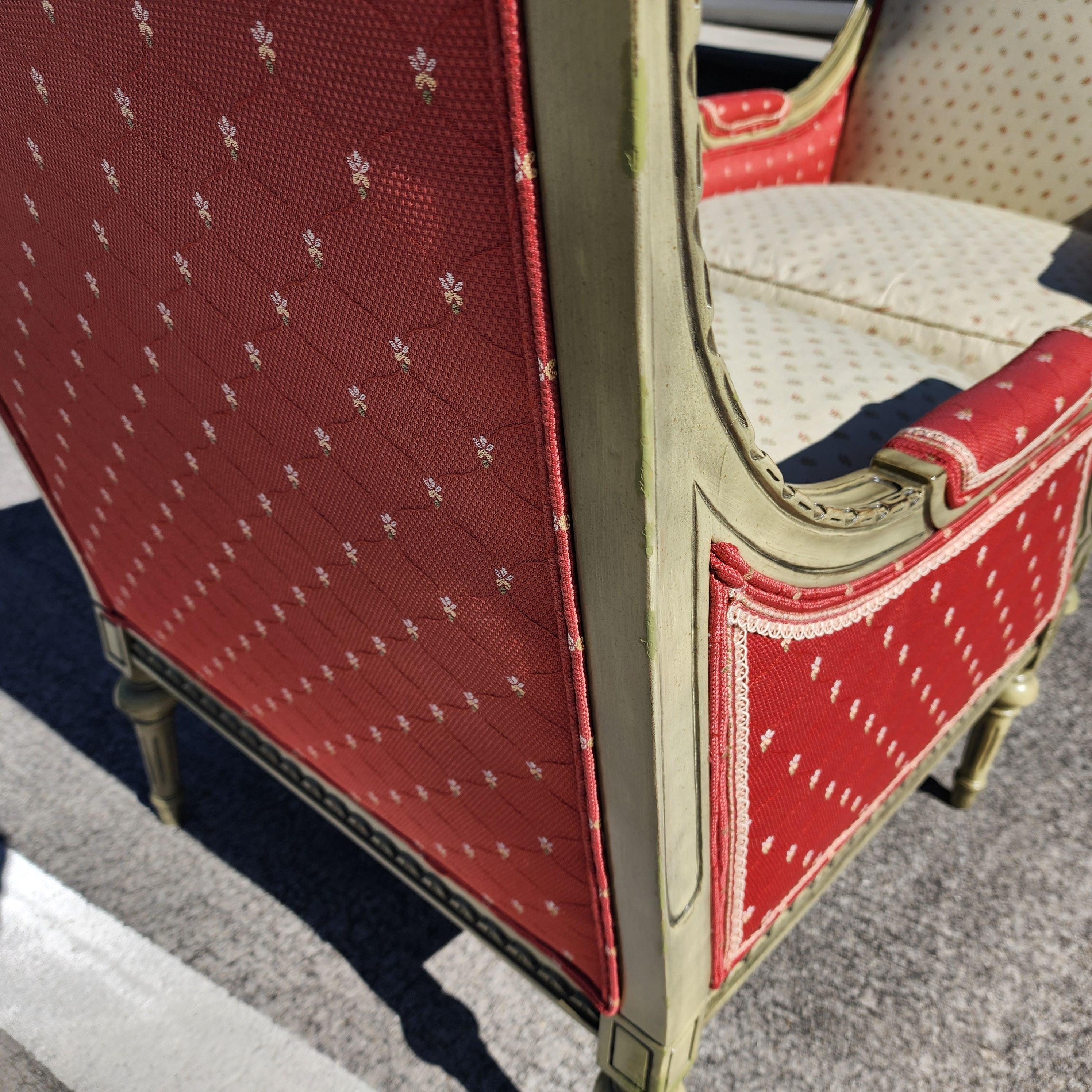 Vintage French Louis XV Bergere Armchairs Pair For Sale 10