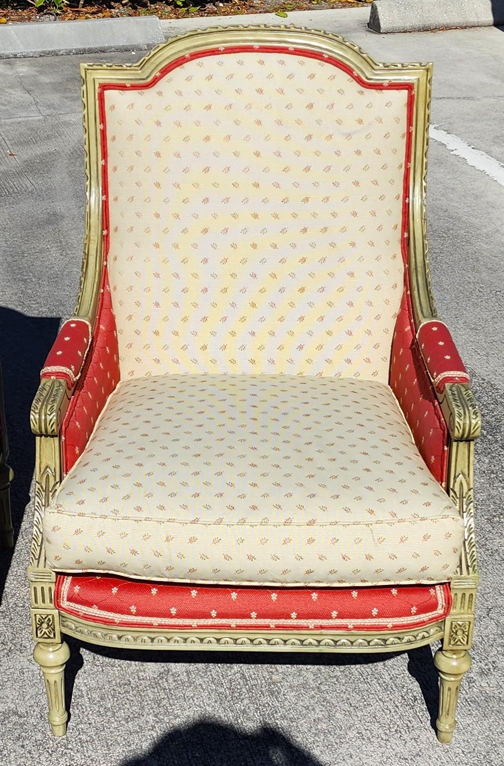 Late 20th Century Vintage French Louis XV Bergere Armchairs Pair For Sale