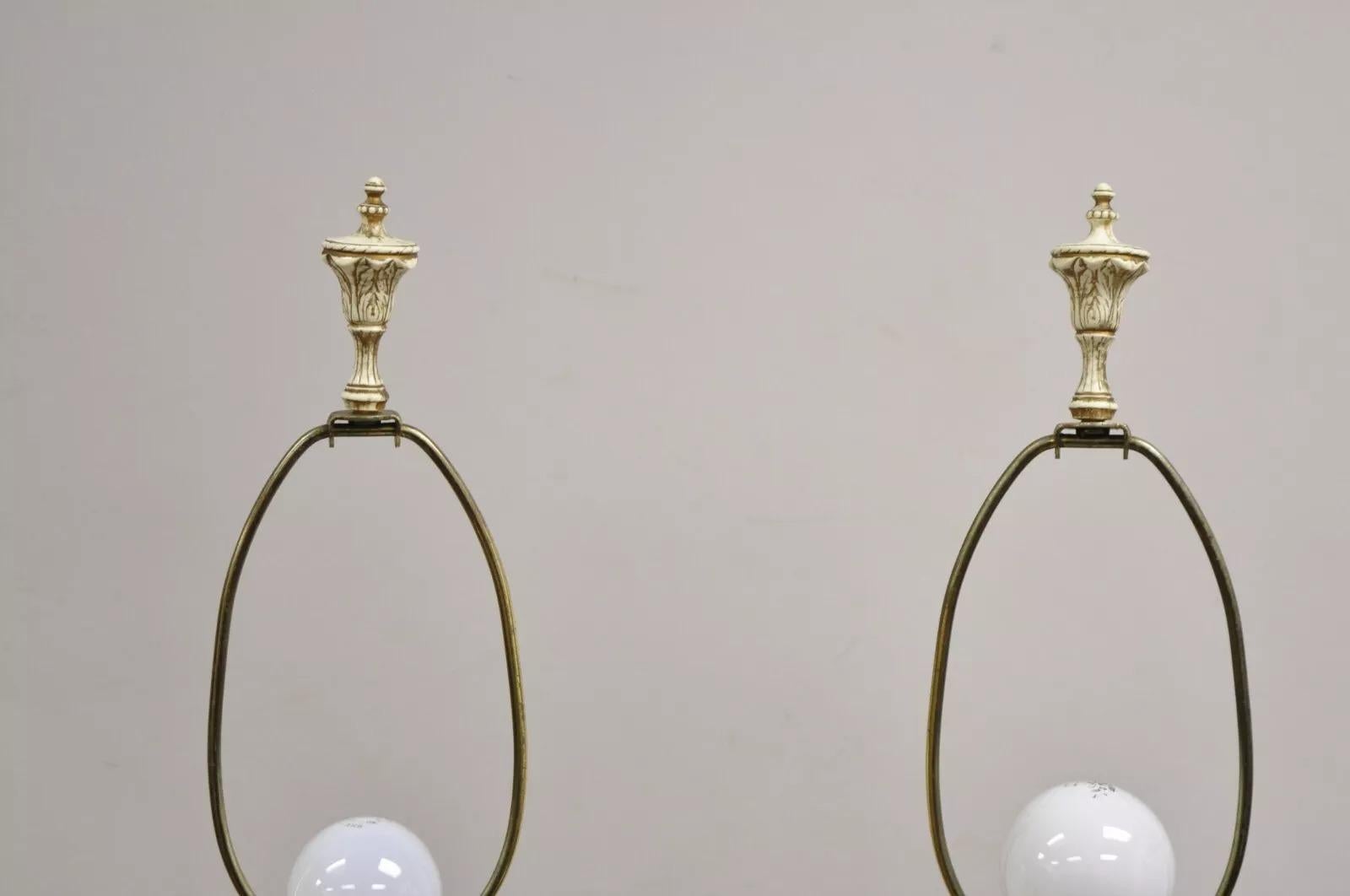 Vintage French Louis XV Brass & Marble Figural Table Lamps w/ Cherubs - a Pair For Sale 2