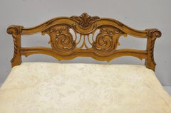 Vintage French Louis XV Carved Mahogany Vanity Bench Chair J.K Rishel Furniture