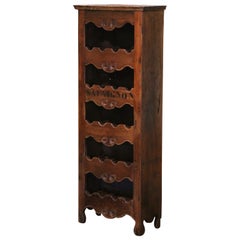 Vintage French Louis XV Carved Pine 20-Bottle Wine Cabinet Titled "Sauvignon"
