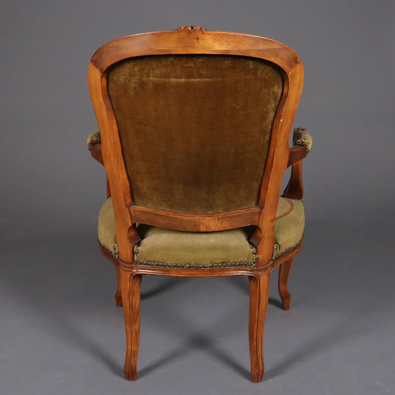 Vintage French Louis XV Classical Style Maple and Tapestry Fauteuil, circa 1900 1