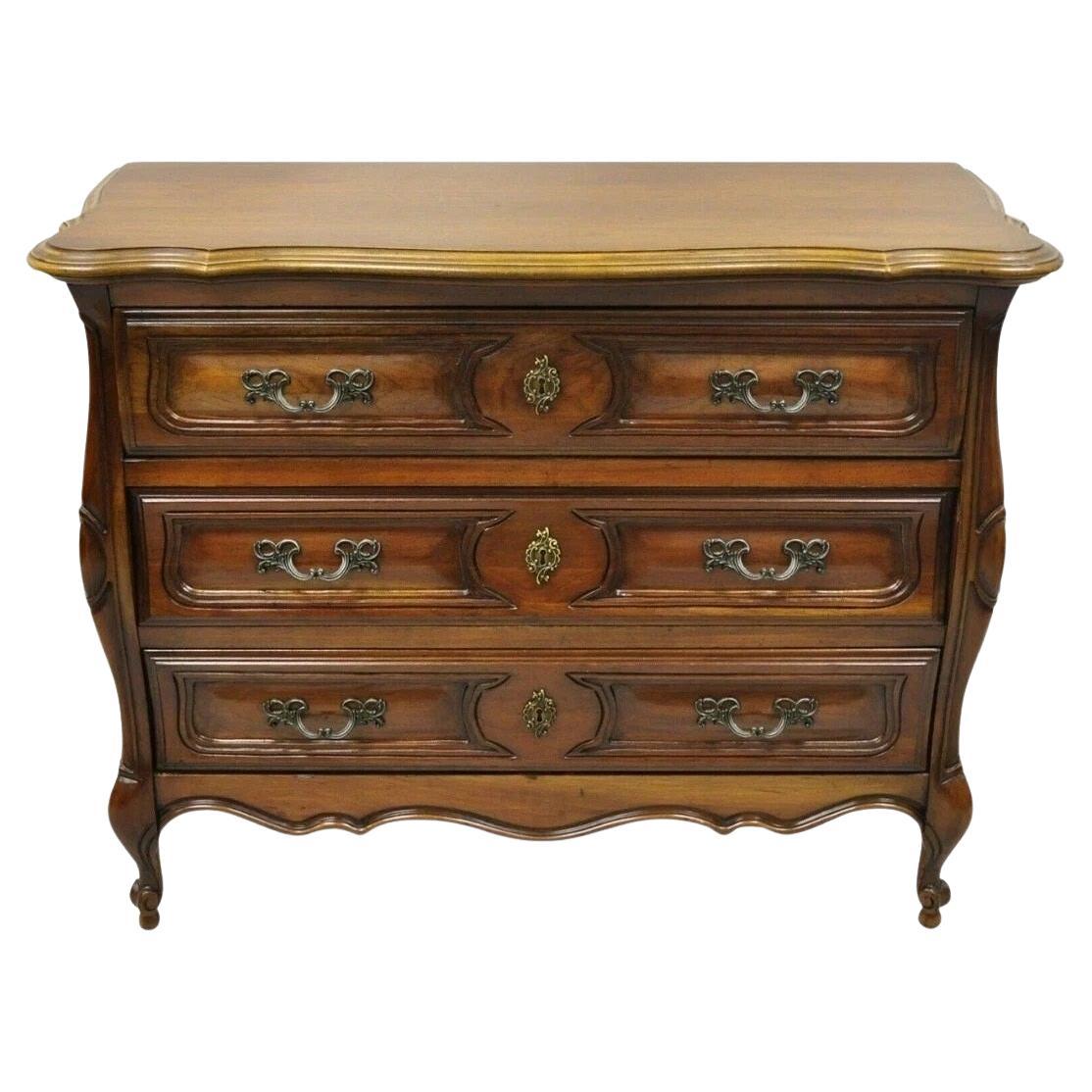 Vintage French Louis XV Country Style Sienna Cherry Bombe Commode Chest Dresser For Sale