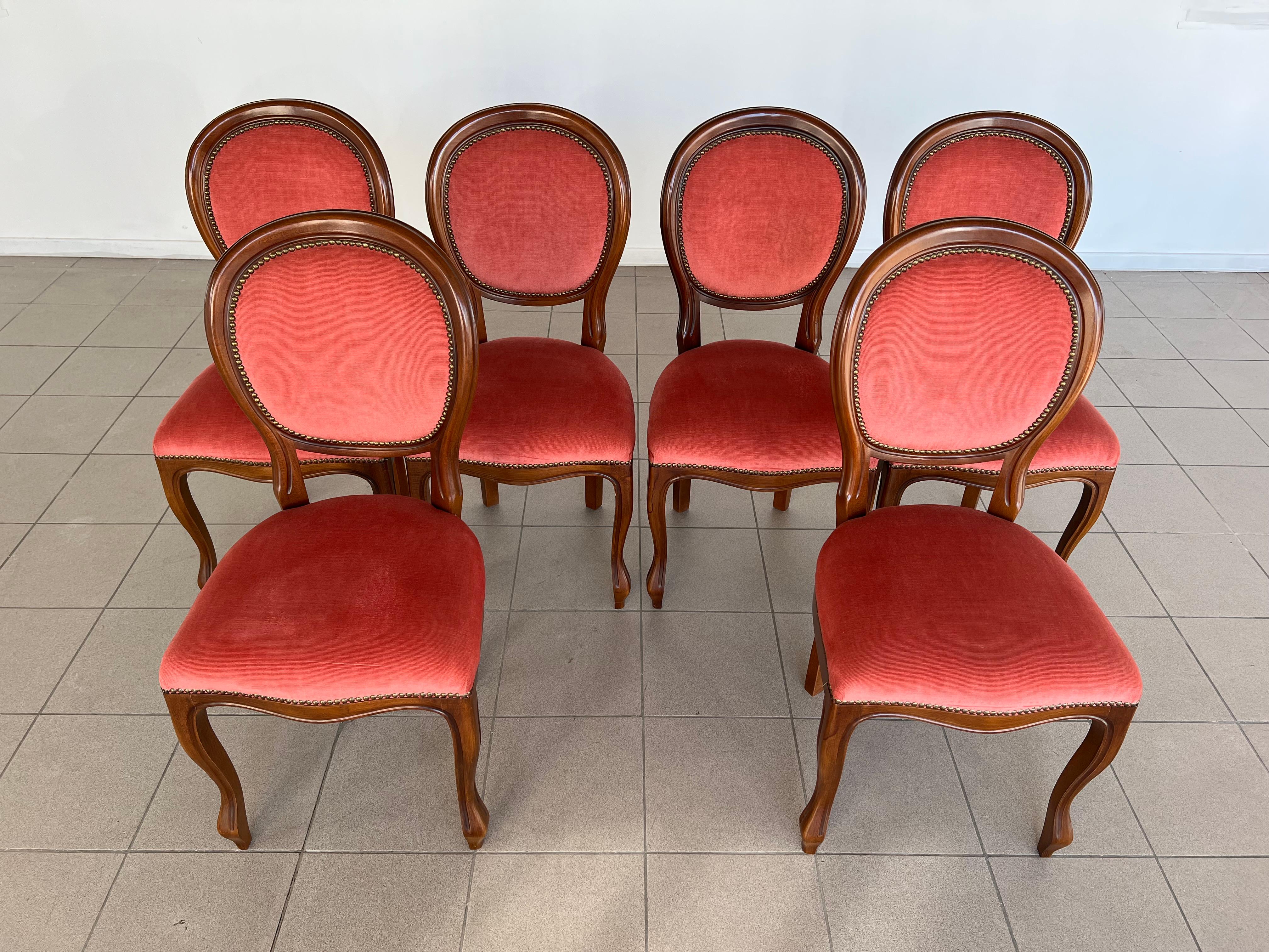 Vintage French Louis XV Medallion Back Side Dining Chairs - Set of 6 5