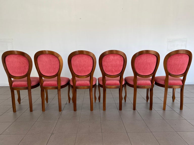 Set of 6 vintage french round upholstered side dining chairs hot sale