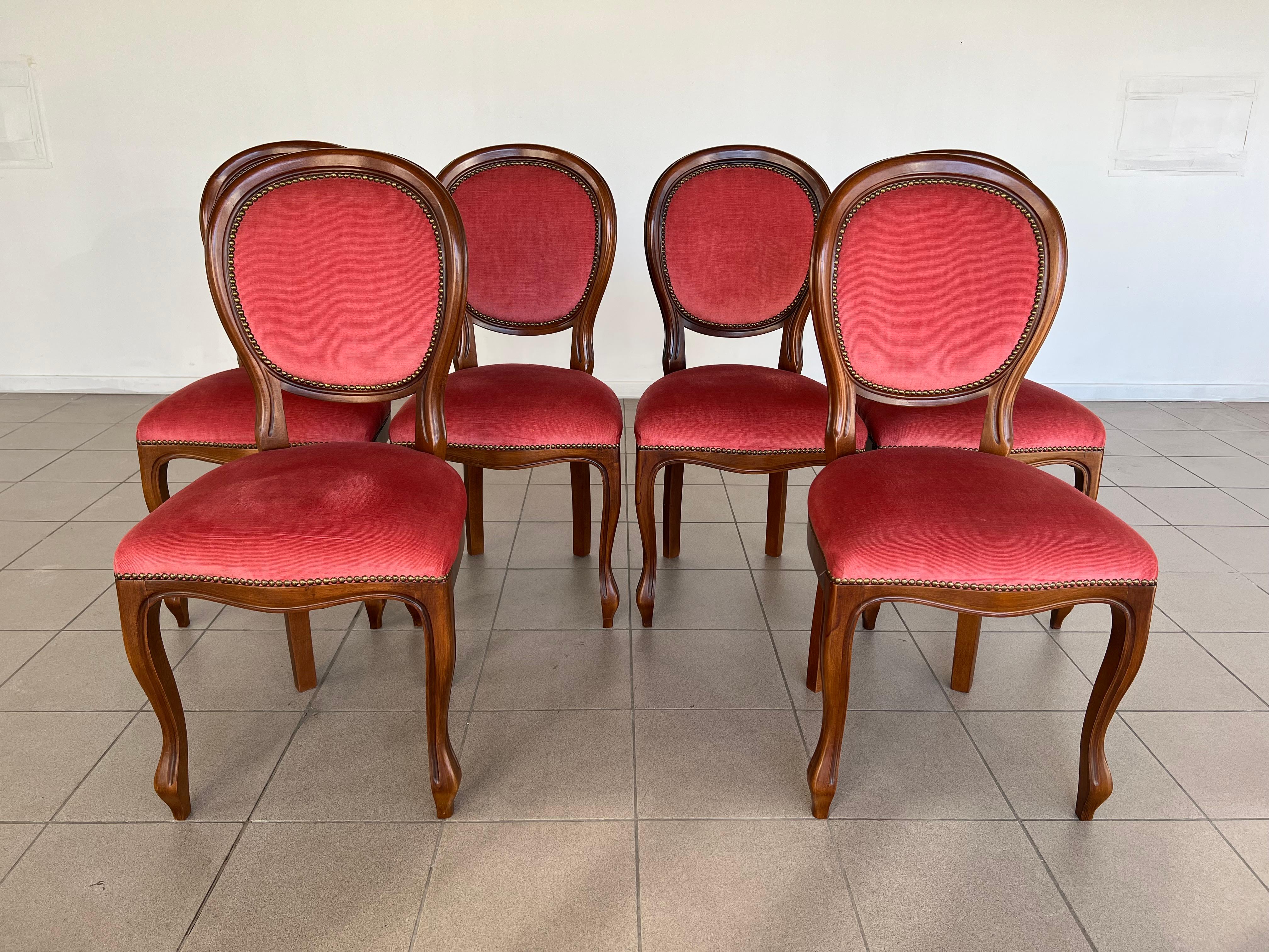 Vintage French Louis XV Medallion Back Side Dining Chairs - Set of 6 4