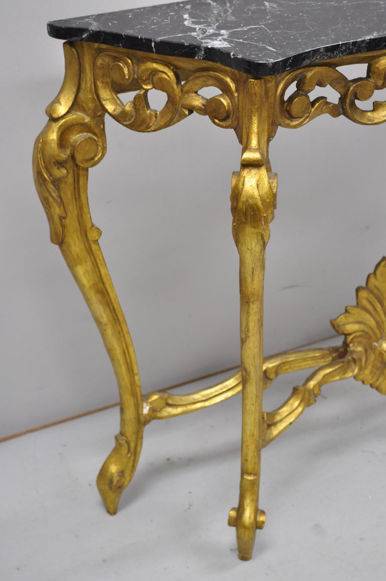 Vintage French Louis XV Rococo Style Marble-Top Gold ...