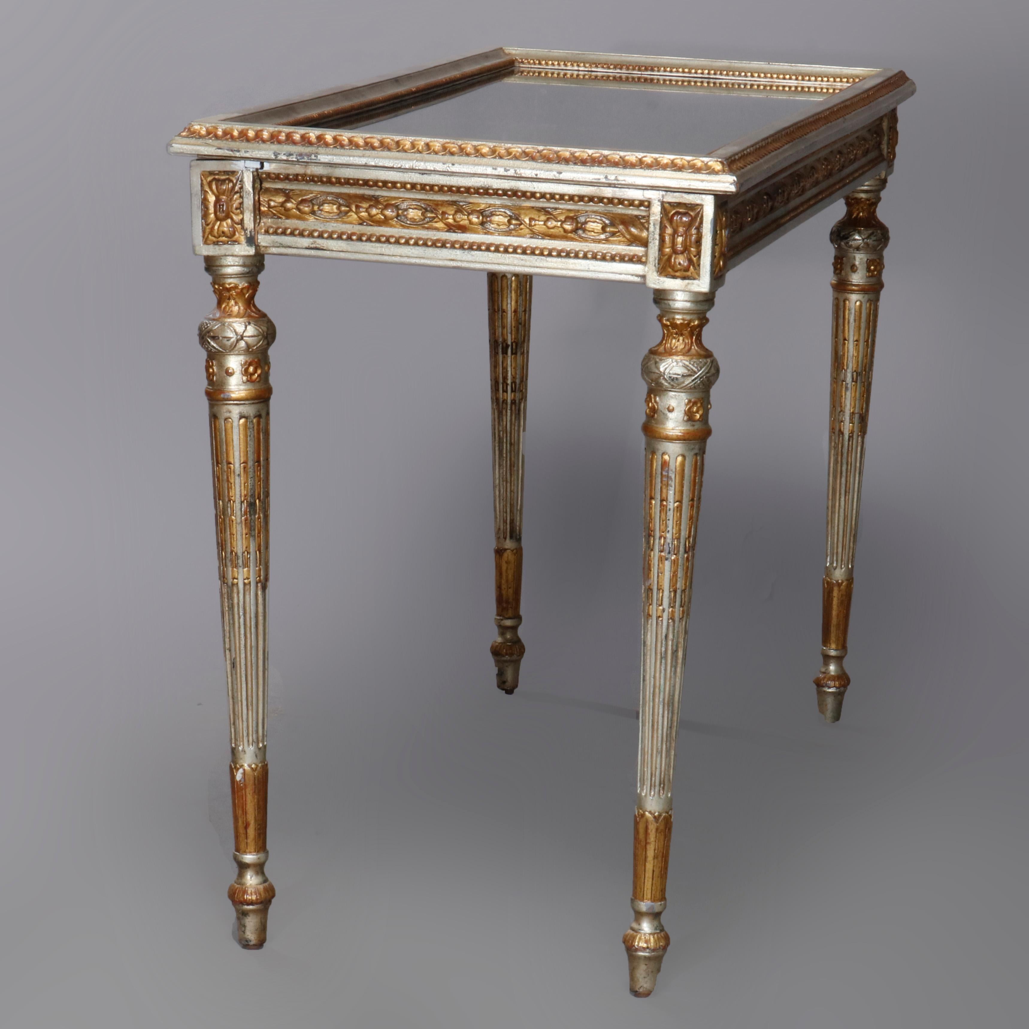 Vintage French Louis XV Silver and Gold Giltwood Lift Top Vitrine, circa 1890 5