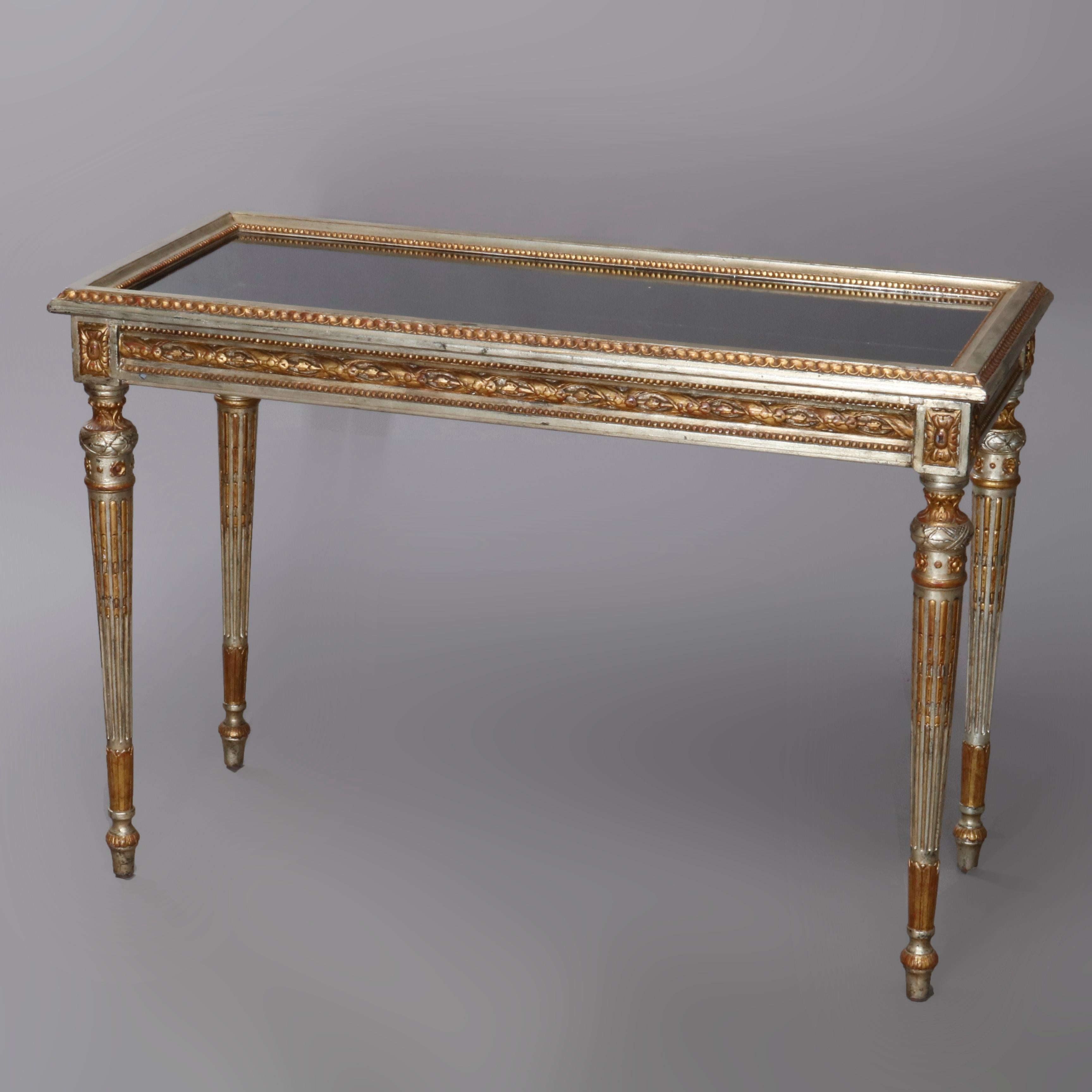 19th Century Vintage French Louis XV Silver and Gold Giltwood Lift Top Vitrine, circa 1890