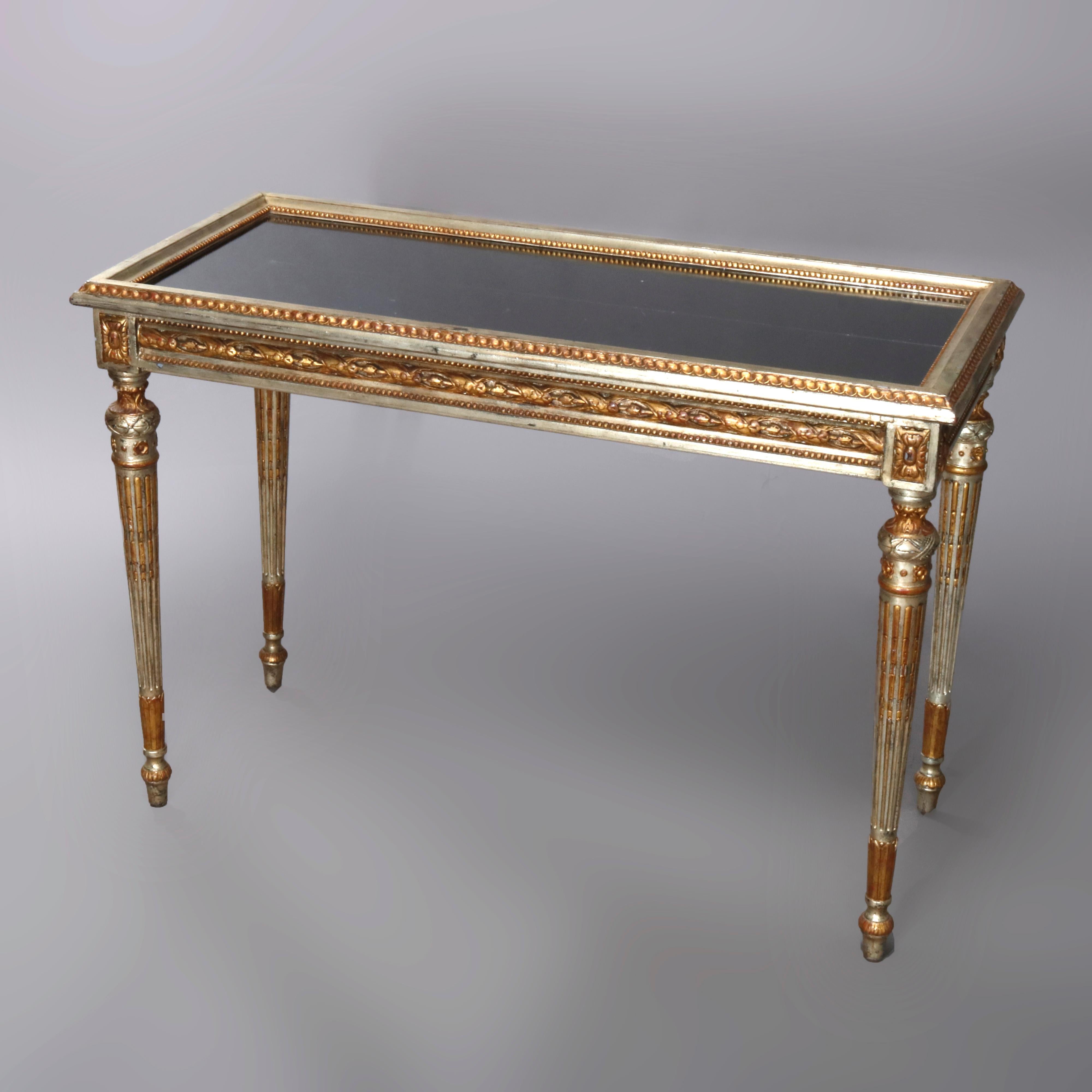 Glass Vintage French Louis XV Silver and Gold Giltwood Lift Top Vitrine, circa 1890