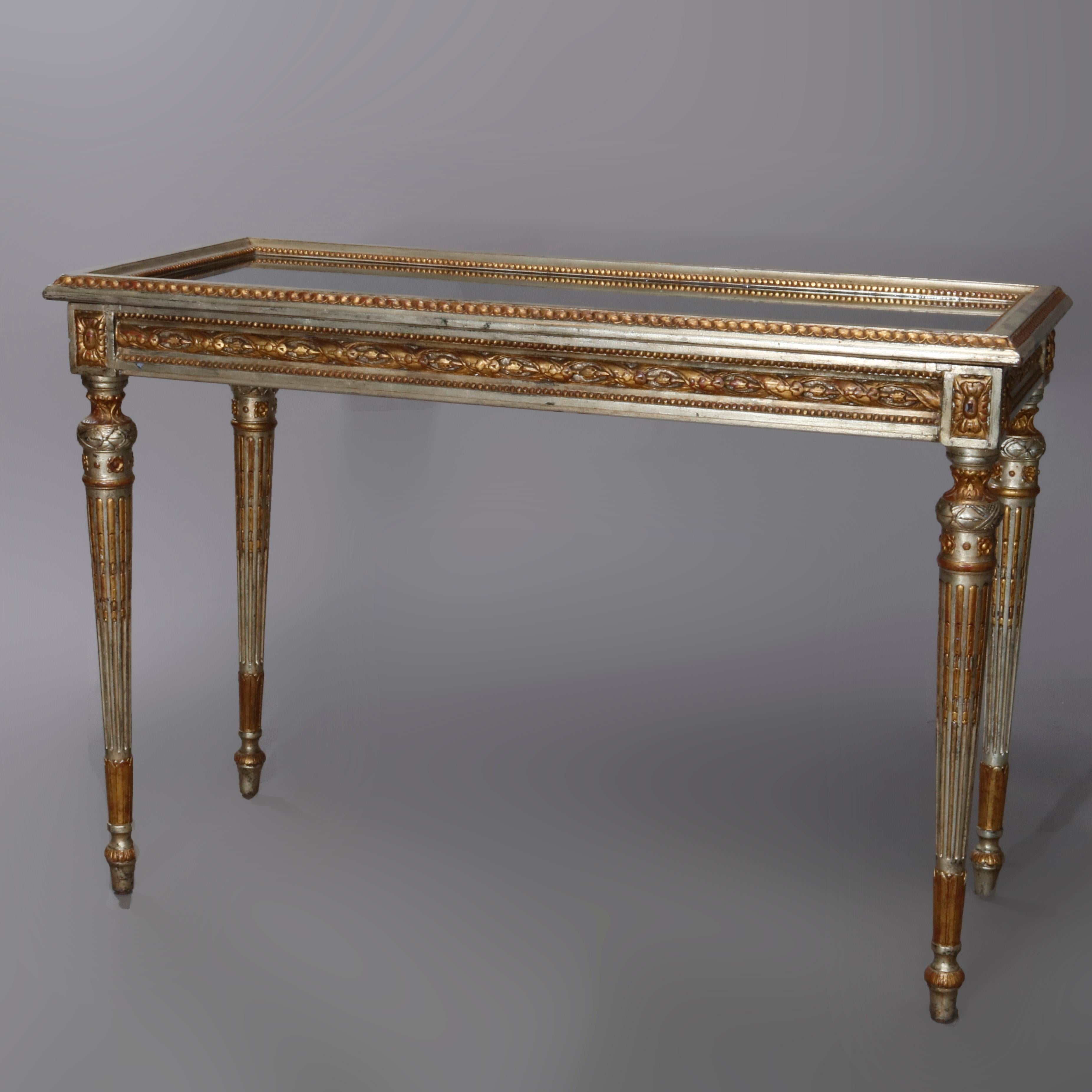 Vintage French Louis XV Silver and Gold Giltwood Lift Top Vitrine, circa 1890 3
