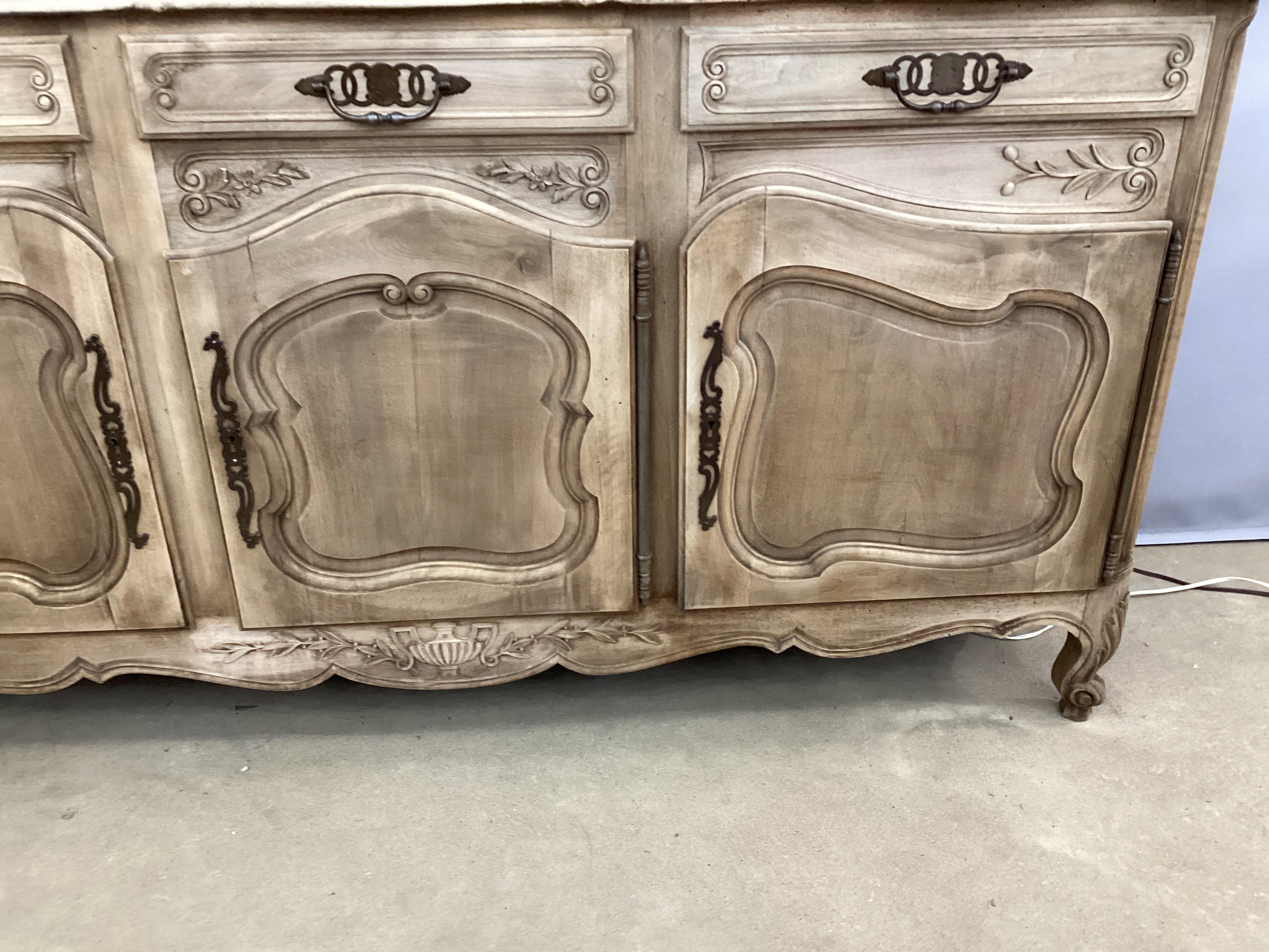 Vintage French Louis XV Style Bleached Buffet  In Good Condition For Sale In Chapel Hill, NC