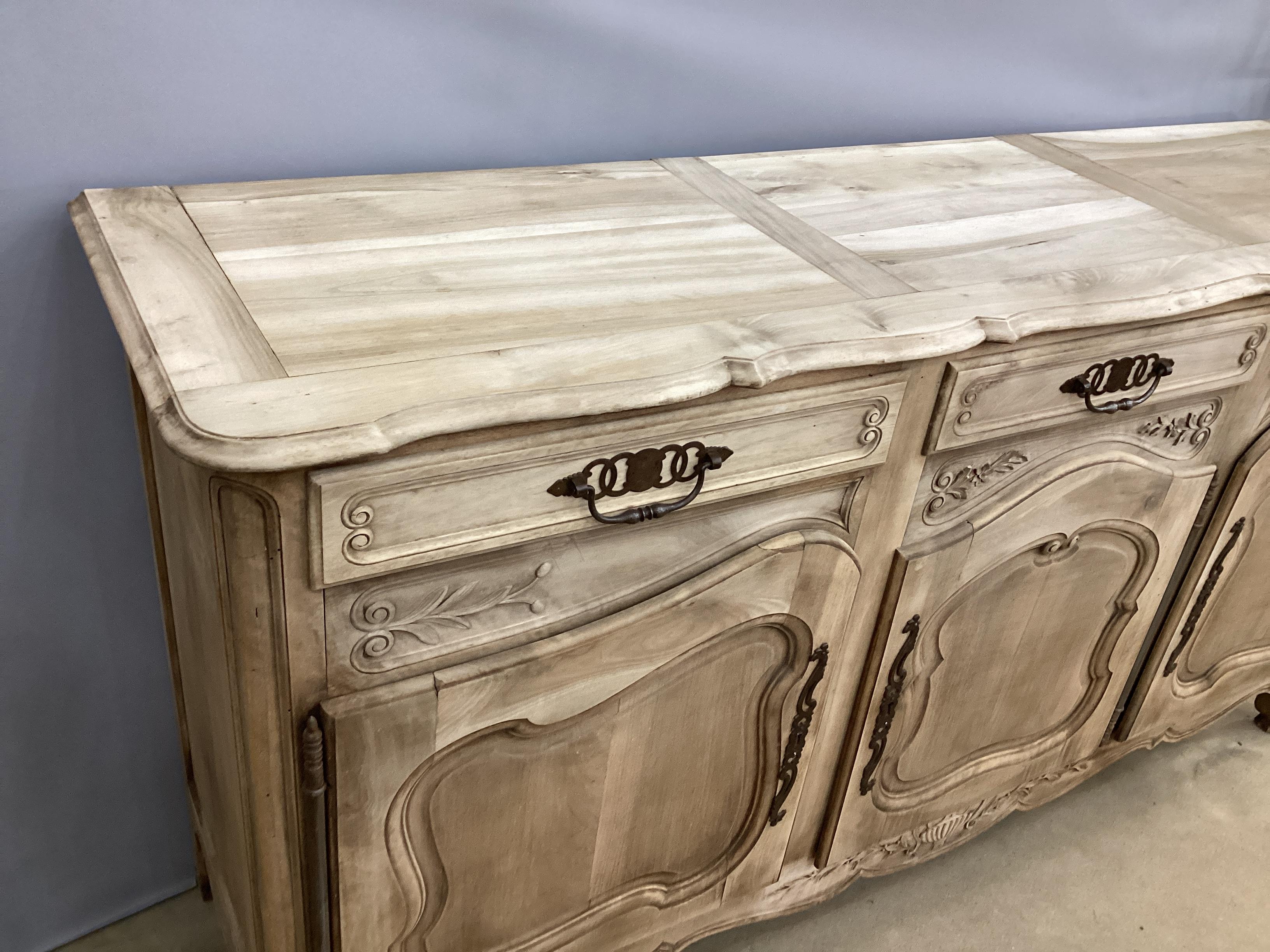 Wood Vintage French Louis XV Style Bleached Buffet  For Sale