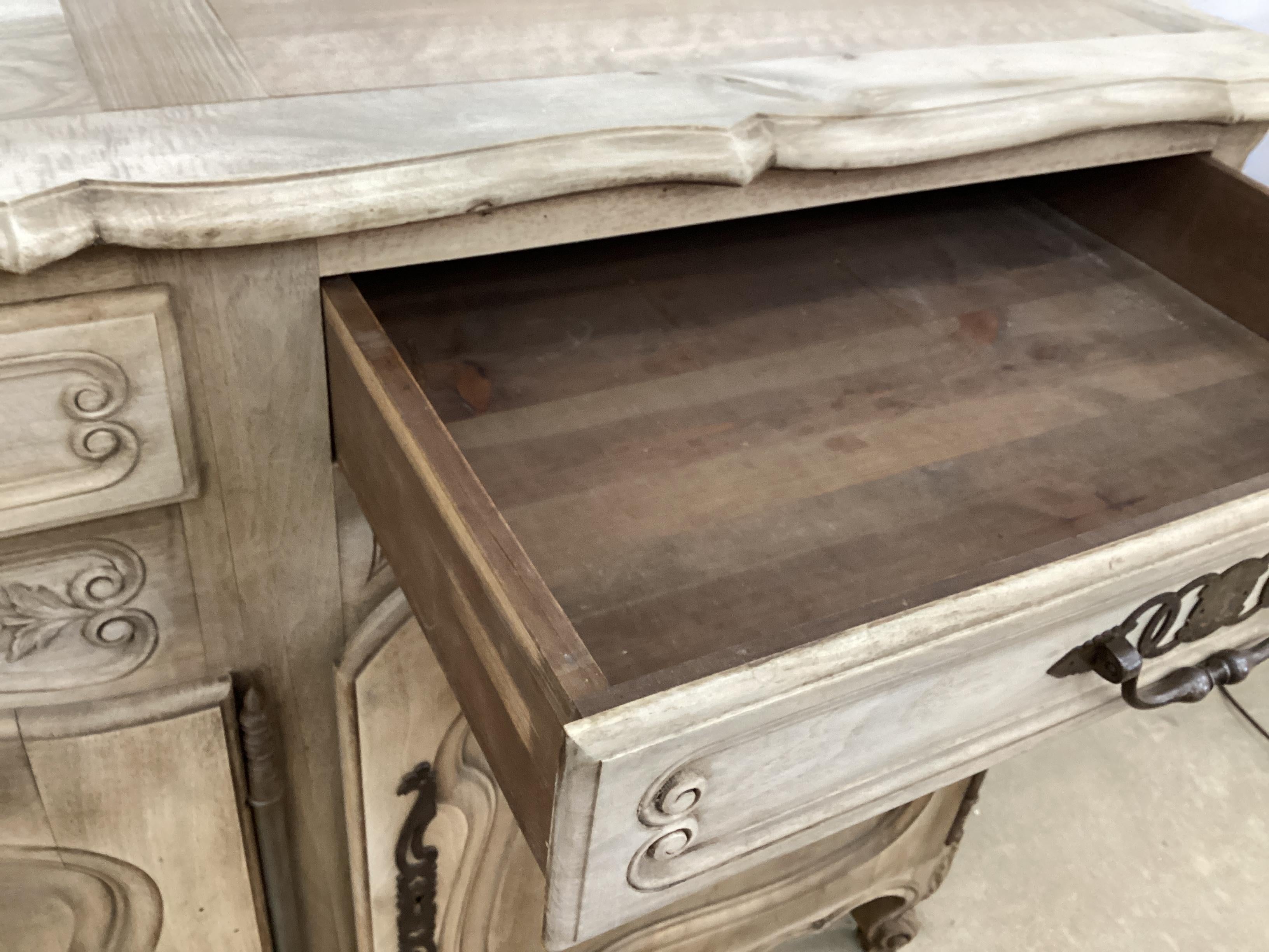 Vintage French Louis XV Style Bleached Buffet  For Sale 2