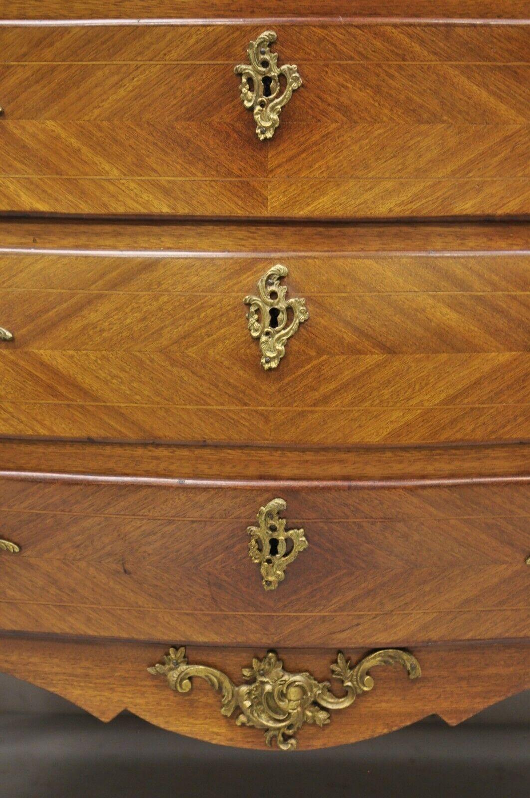 Vintage French Louis XV Style Bombe Commode Chest of Drawers Cherub Figures For Sale 1