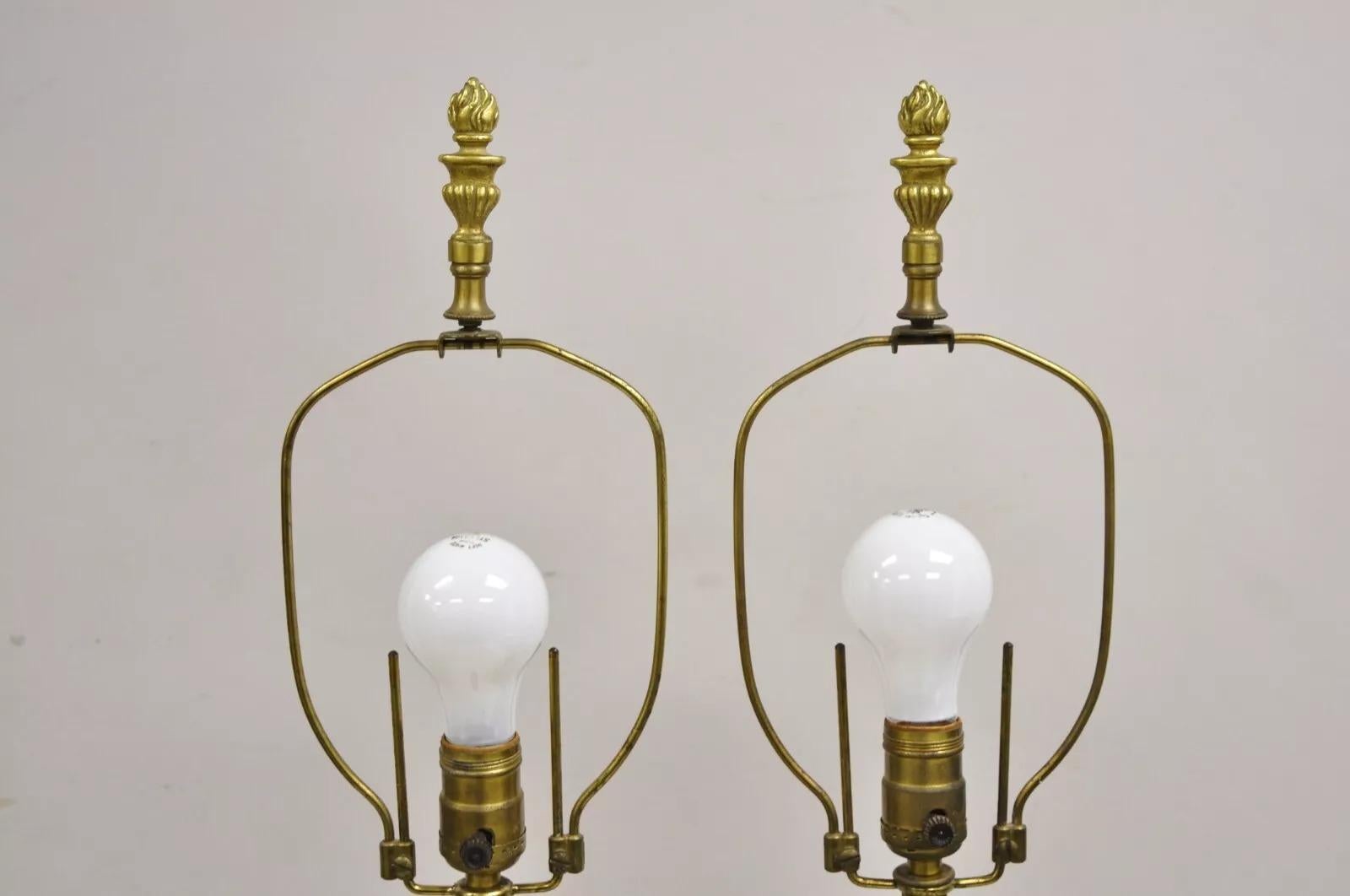 Vintage French Louis XV Style Brass & Crystal Urn Table Lamps - a Pair For Sale 4