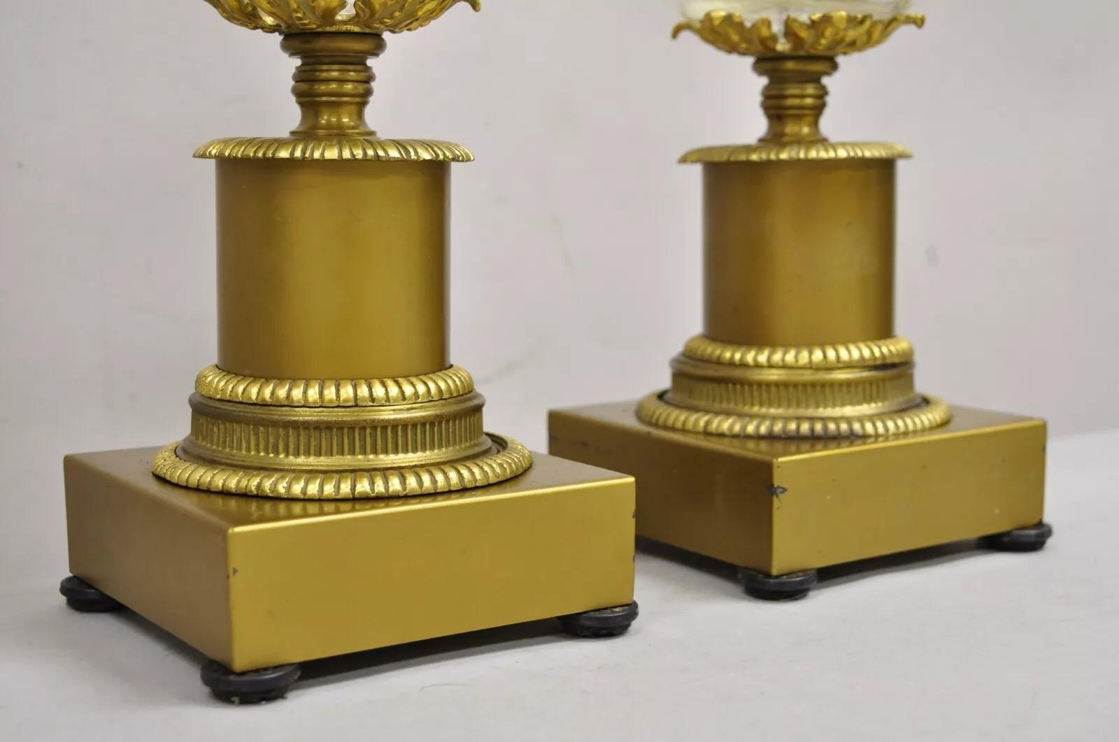 Vintage French Louis XV Style Brass & Crystal Urn Table Lamps - a Pair For Sale 5