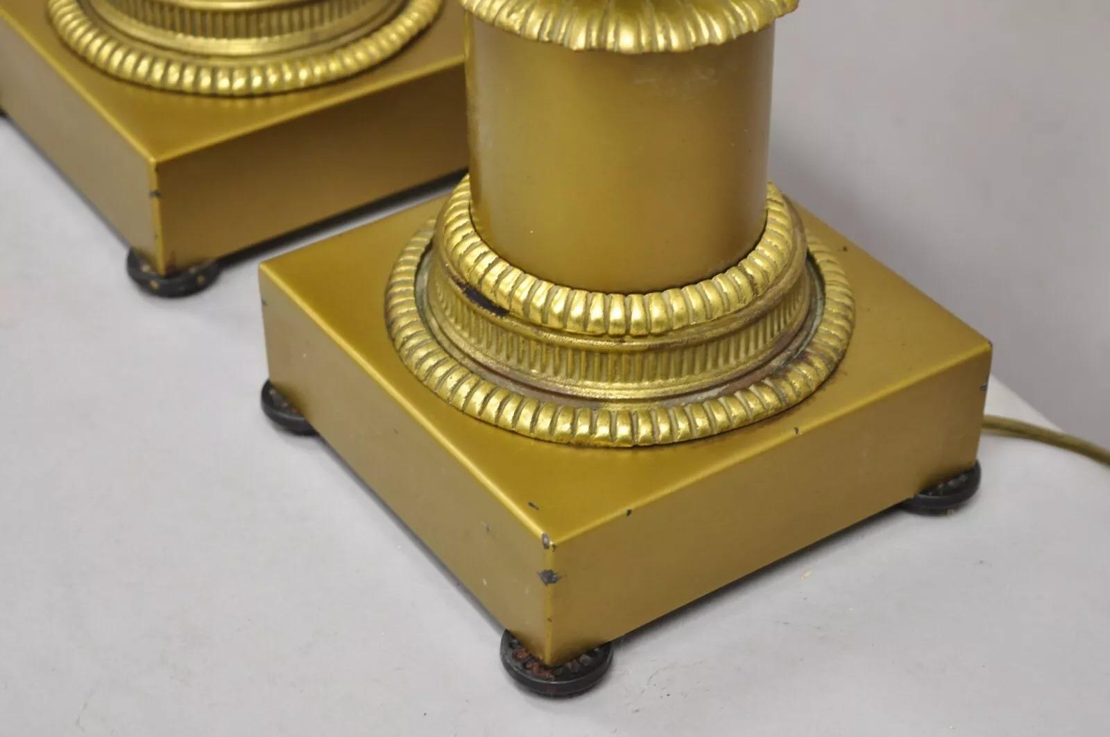 Vintage French Louis XV Style Brass & Crystal Urn Table Lamps - a Pair For Sale 2