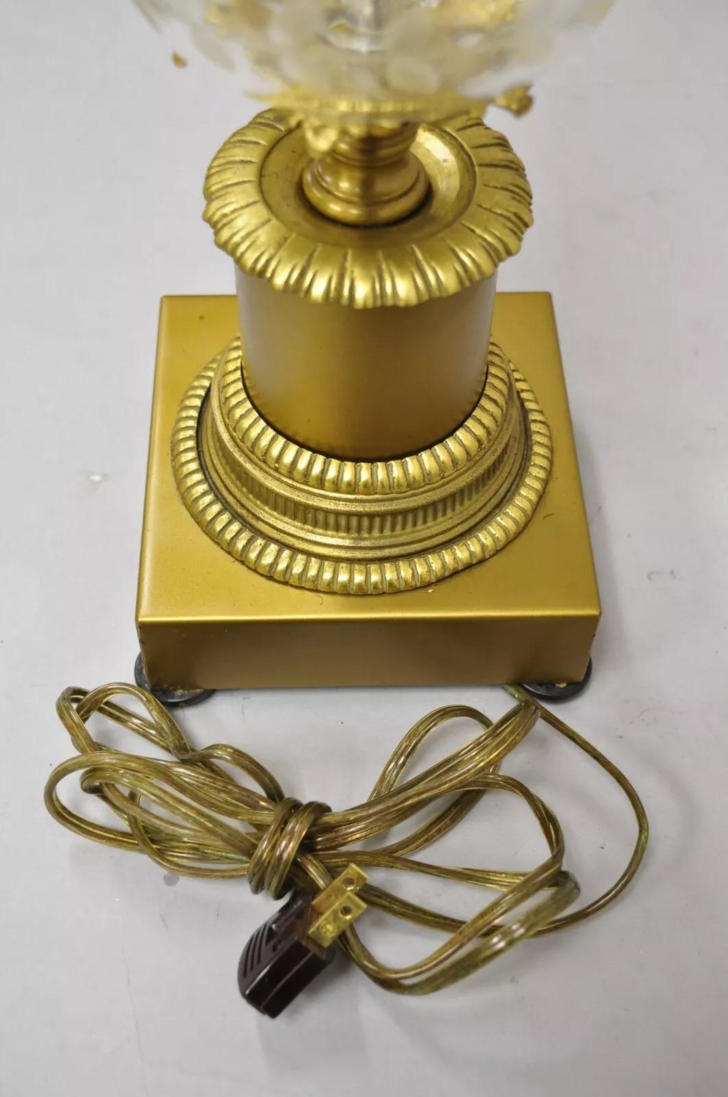 Vintage French Louis XV Style Brass & Crystal Urn Table Lamps - a Pair For Sale 3