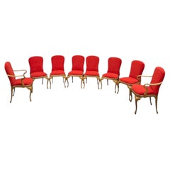 Vintage-Esszimmerstühle im französischen Louis-XV-Stil aus geschnitztem Ahornholz – 8er-Set
