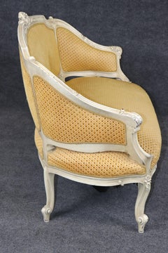 Vintage French Louis XV Style Carved Paint Decorated Settee C. 1950's