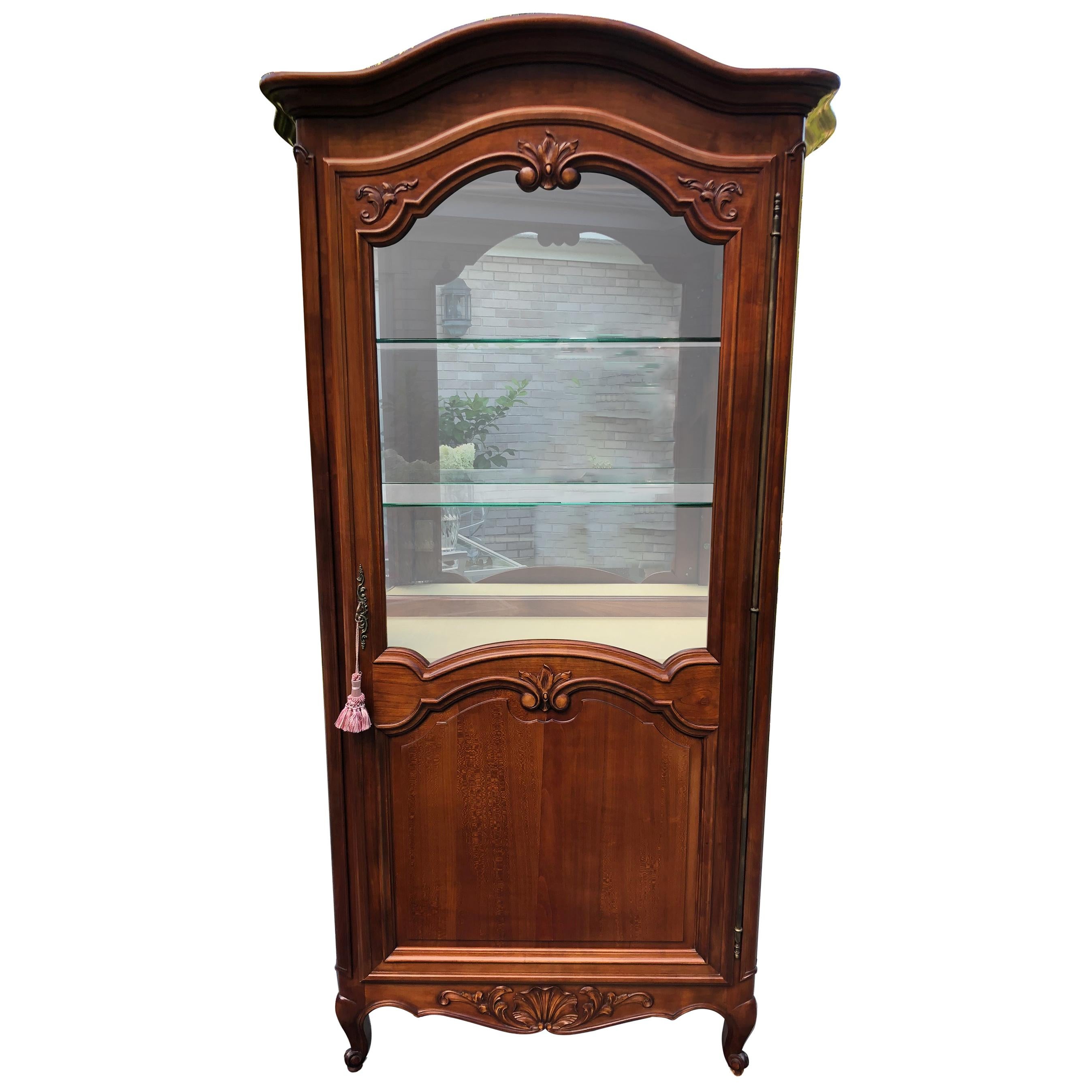 Vintage Carved French Louis XV-Style Cherry Curio For Sale
