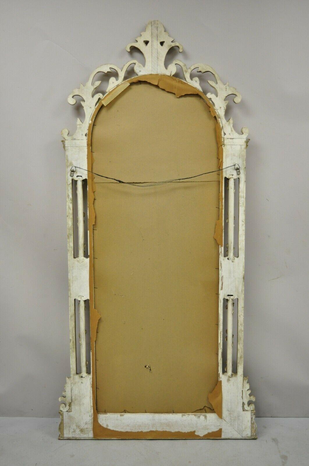 Vintage French Louis XV Style Cream Painted Trumeau Mirror 5