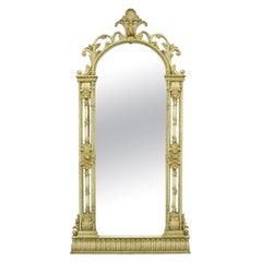 Miroir Trumeau Vintage de Style Louis XV Français Peint en Crème