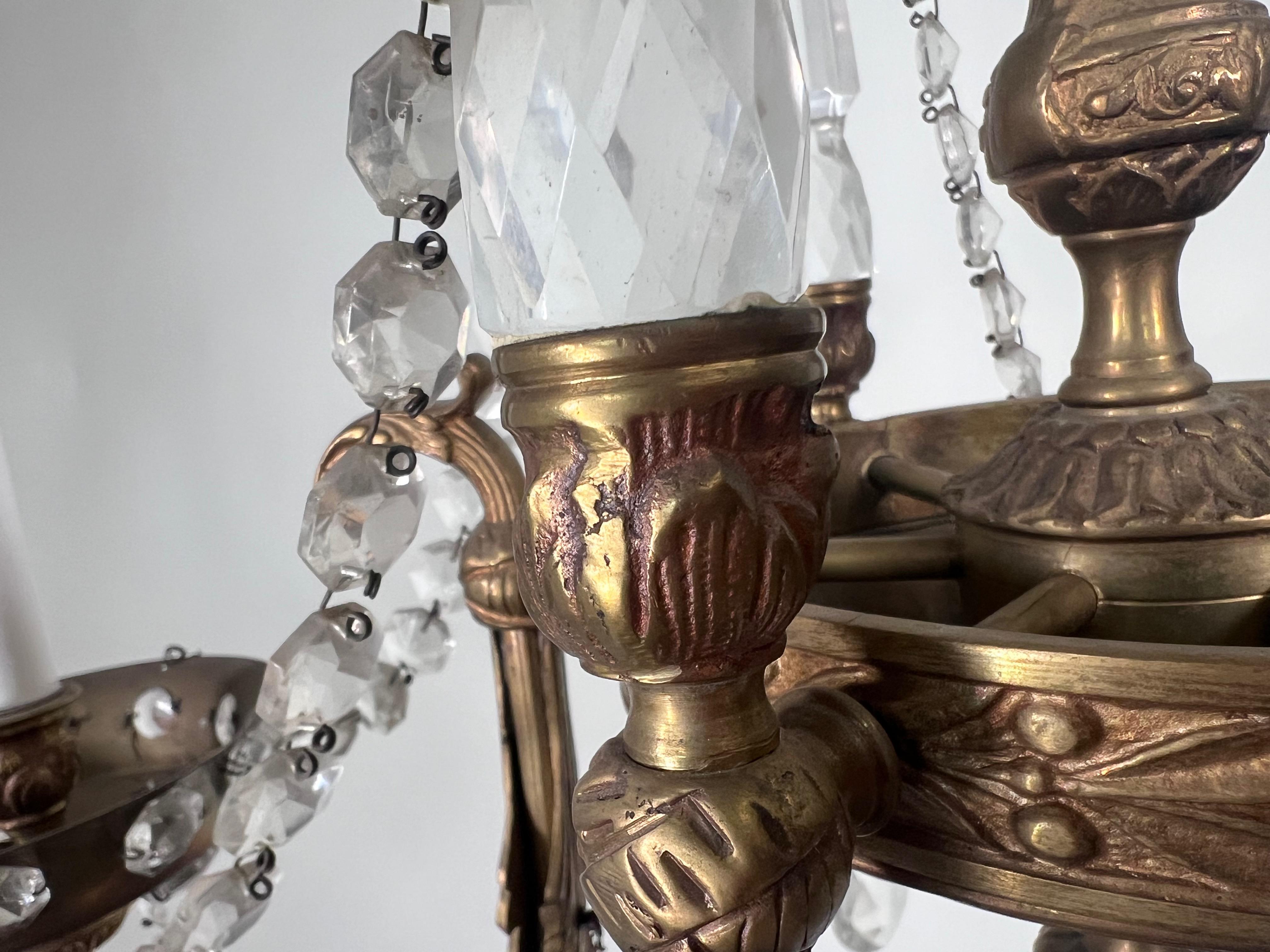 Lustre français vintage en cristal de style Louis XV à la manière de la Maison Jansen en vente 3