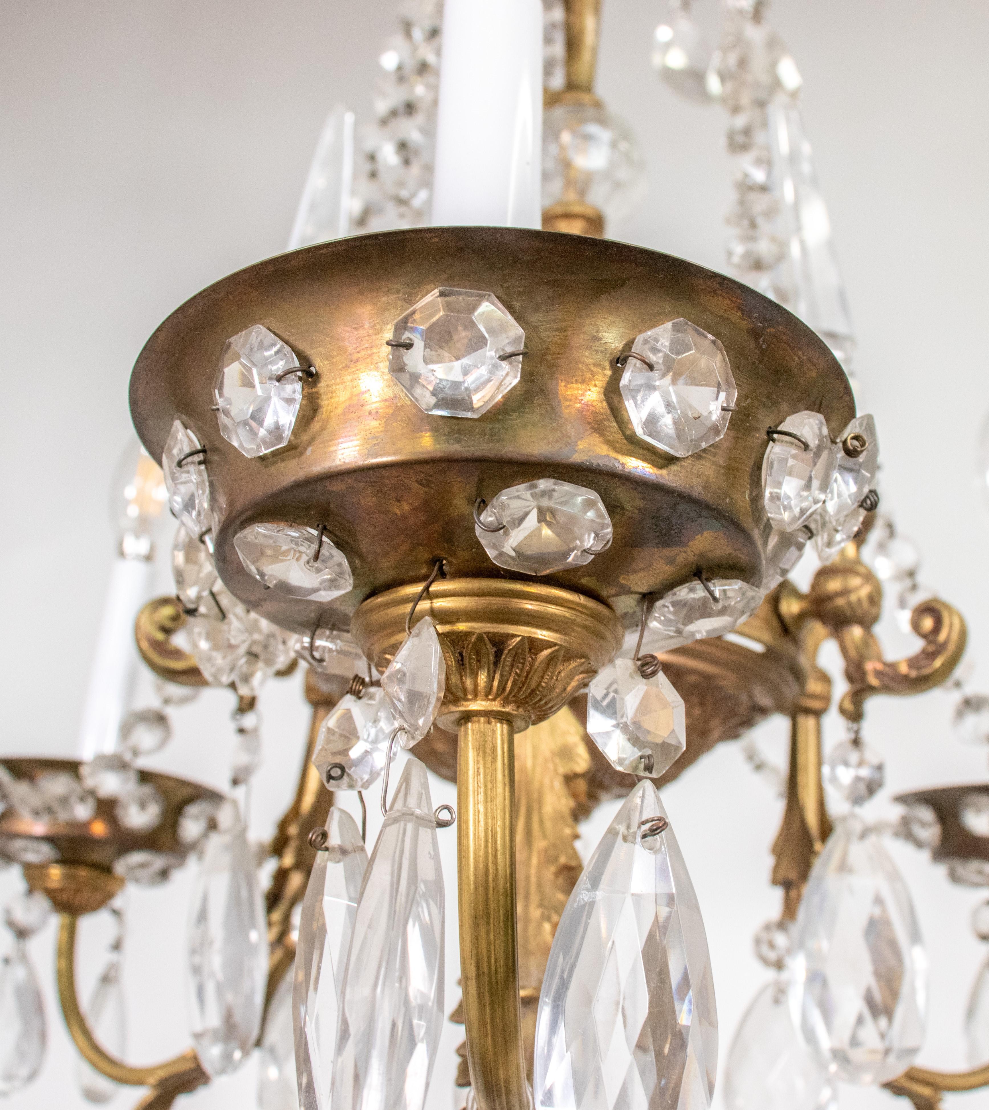 Lustre français vintage en cristal de style Louis XV à la manière de la Maison Jansen en vente 4