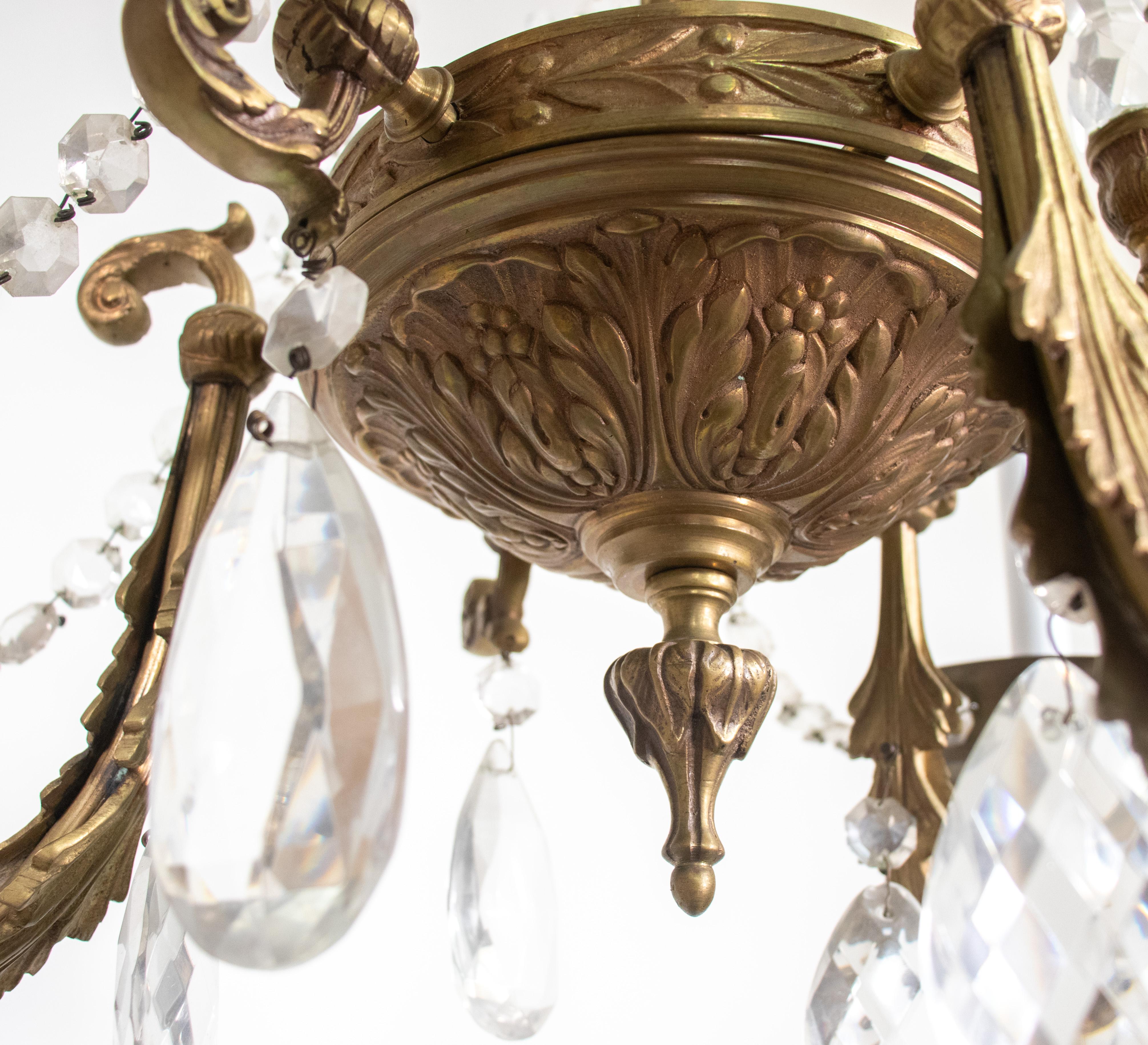 Fait main Lustre français vintage en cristal de style Louis XV à la manière de la Maison Jansen en vente