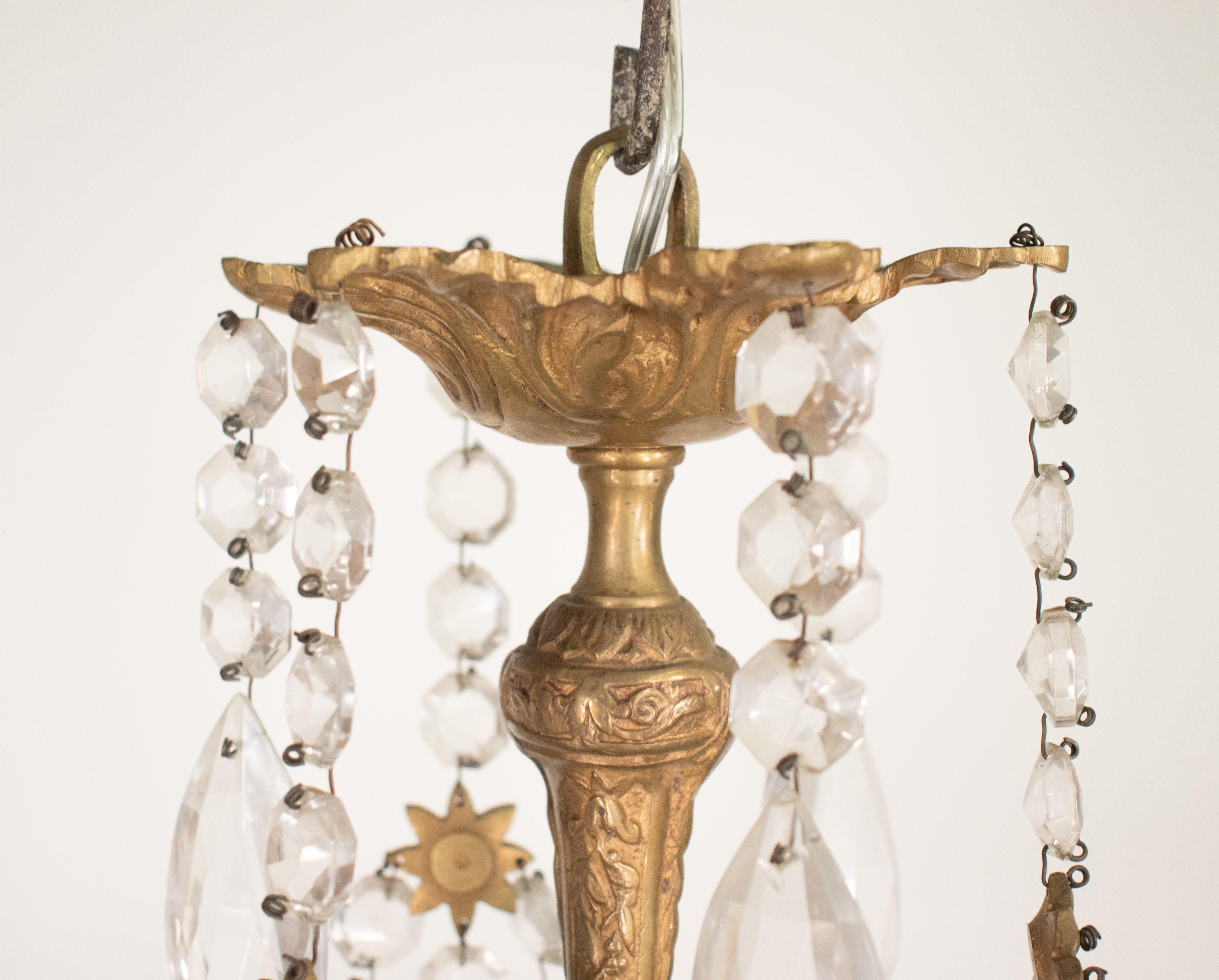 Lustre français vintage en cristal de style Louis XV à la manière de la Maison Jansen Bon état - En vente à Chicago, IL