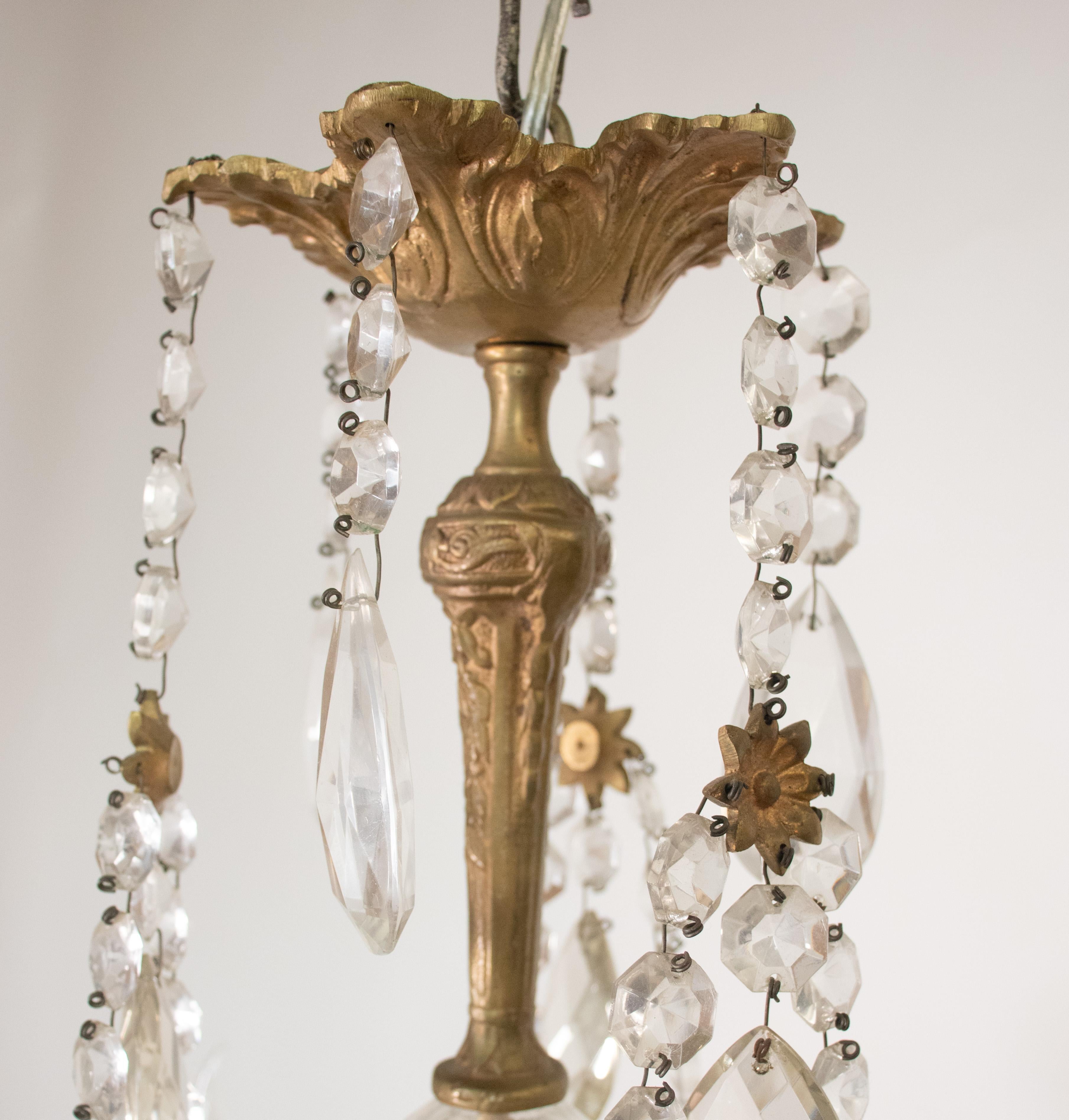 20ième siècle Lustre français vintage en cristal de style Louis XV à la manière de la Maison Jansen en vente