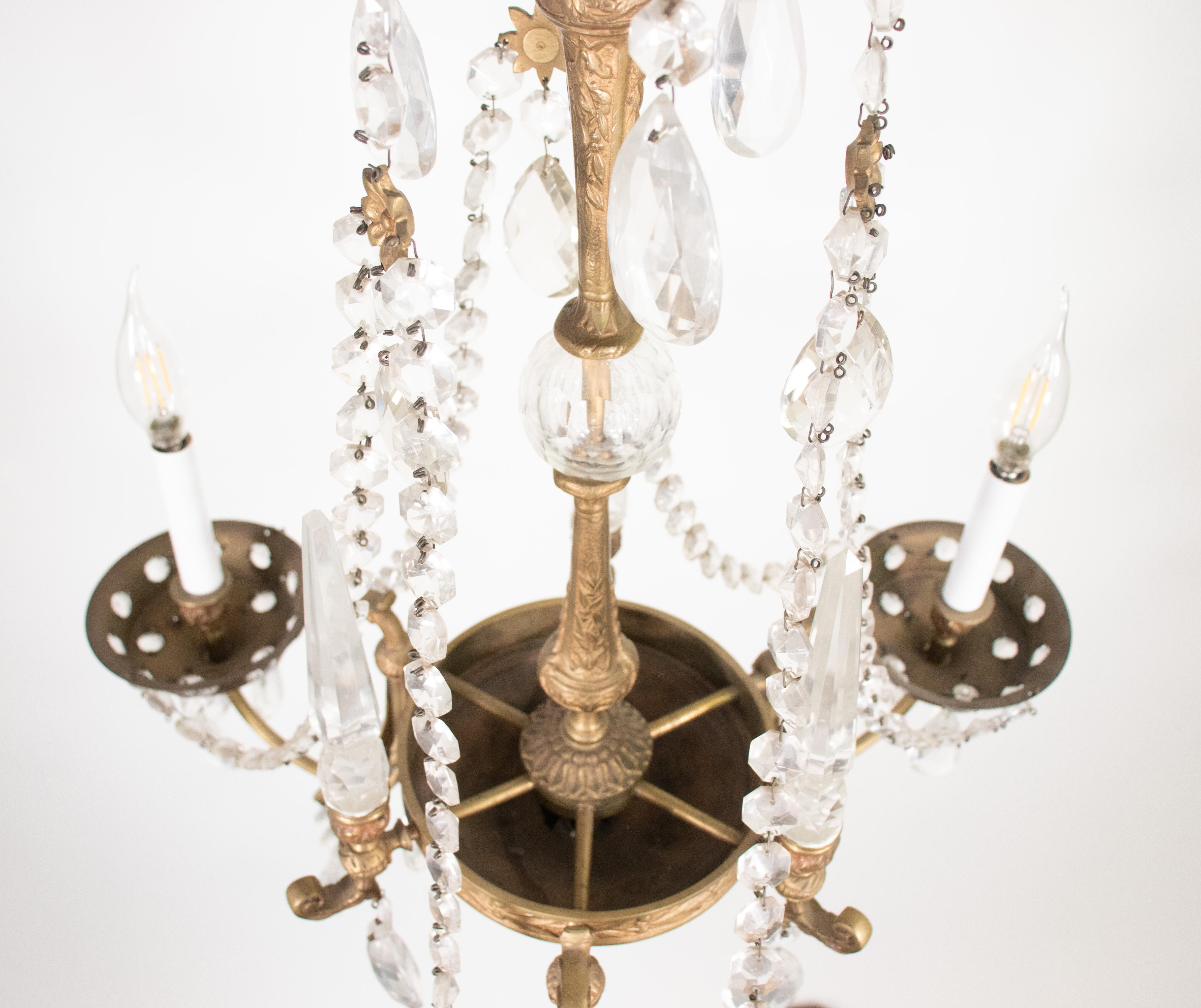 Lustre français vintage en cristal de style Louis XV à la manière de la Maison Jansen en vente 2